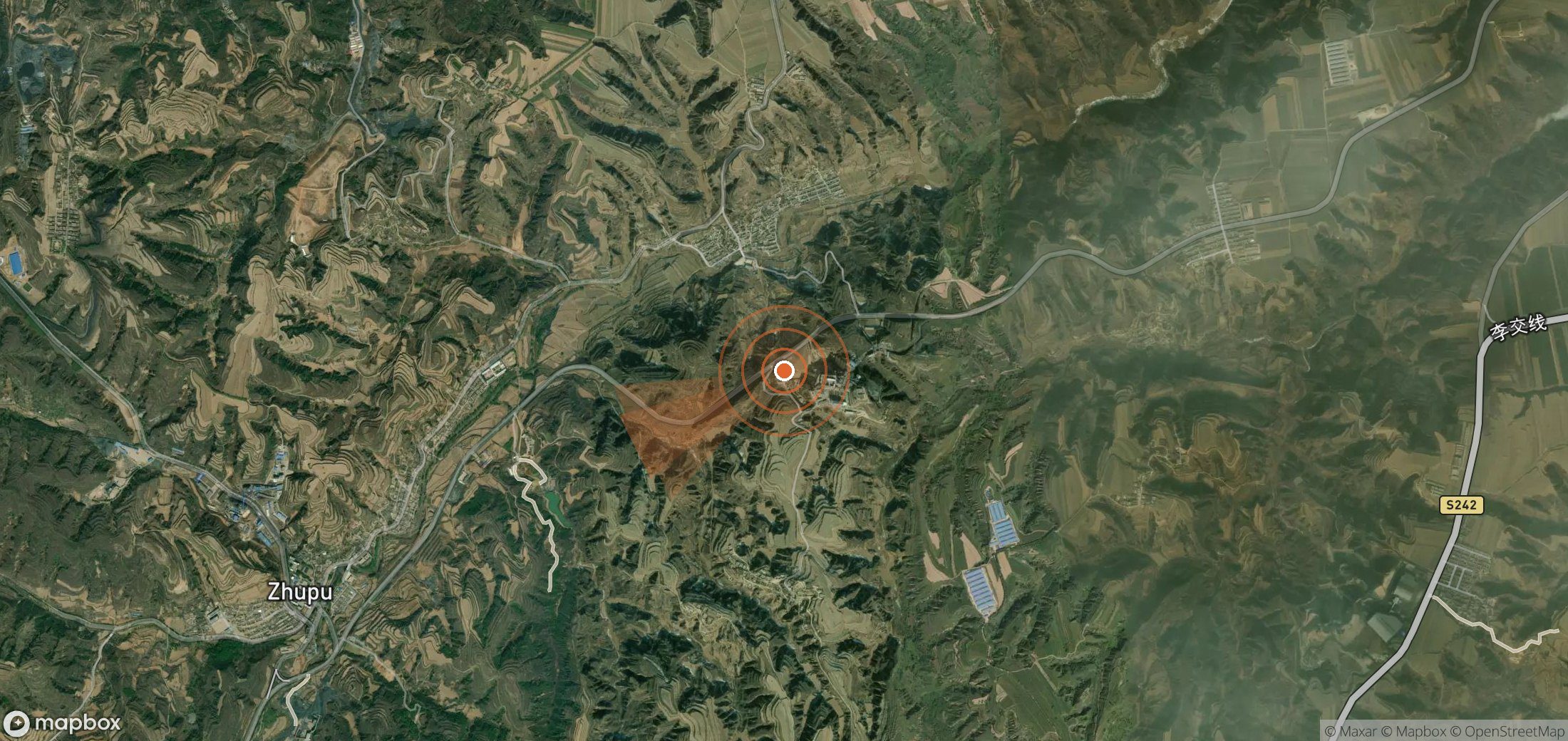 Satellite map of methane plume locations in China
