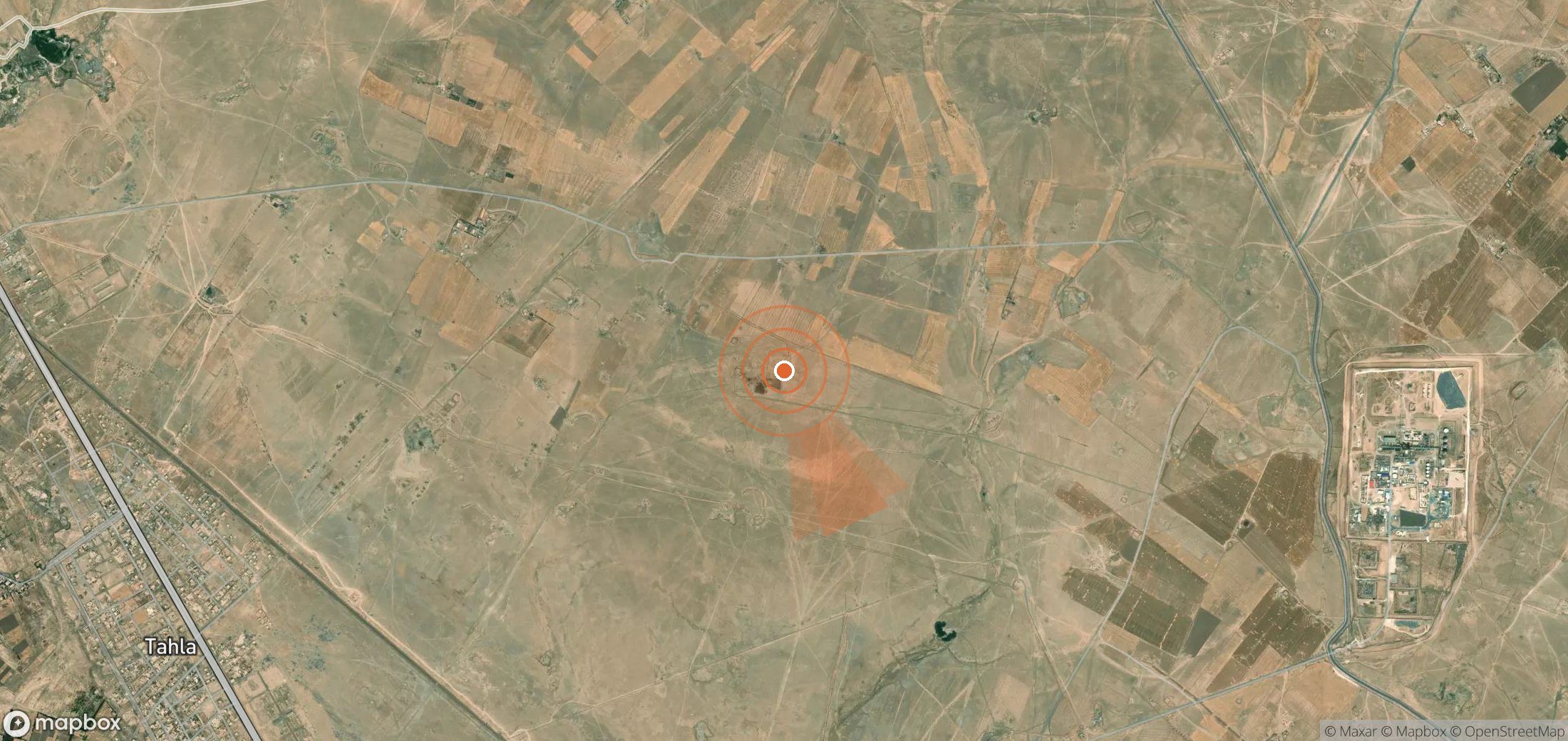 Satellite map of methane plume locations in Syria