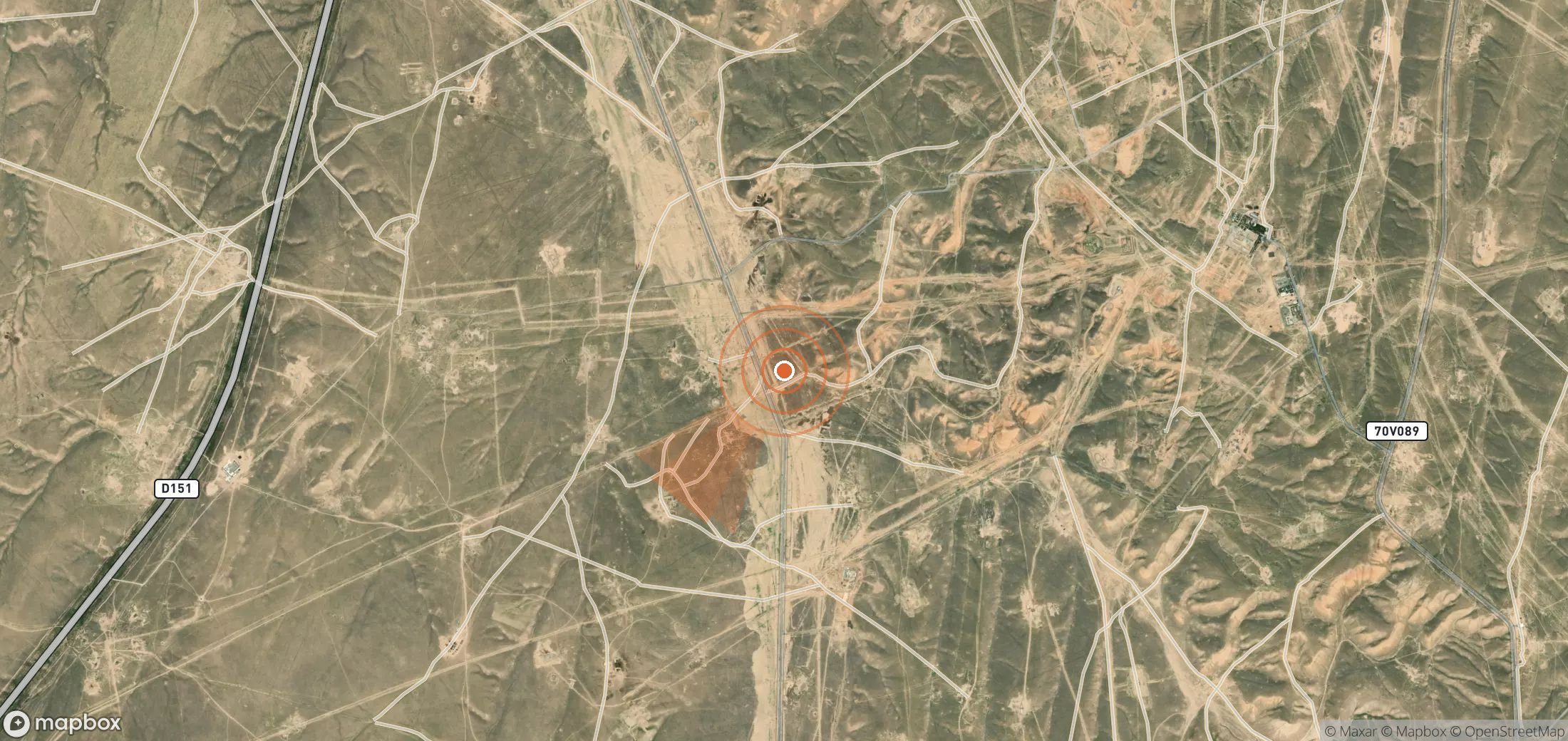 Mapa satelital de plumas de metano en Uzbekistán