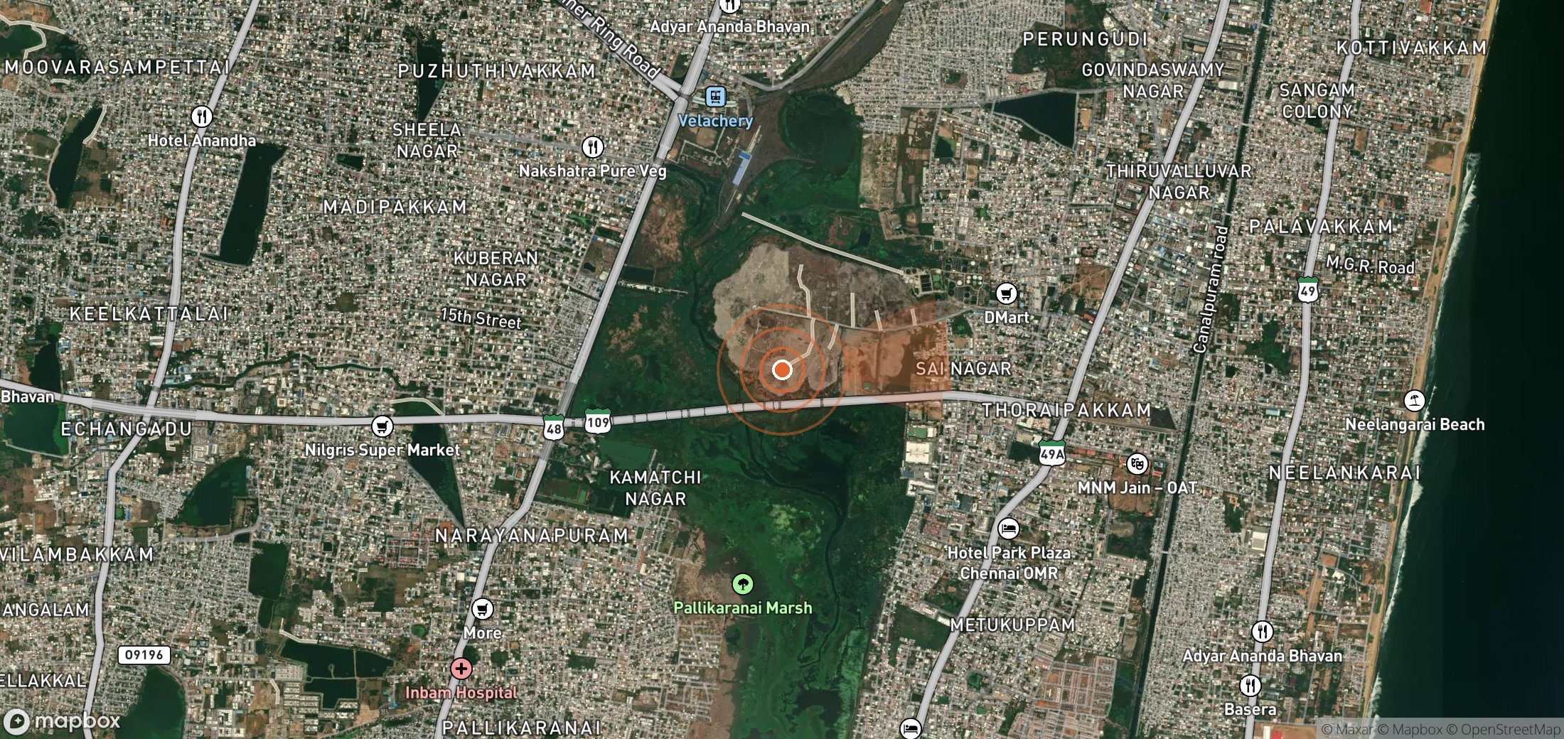 Mapa satelital de plumas de metano en India