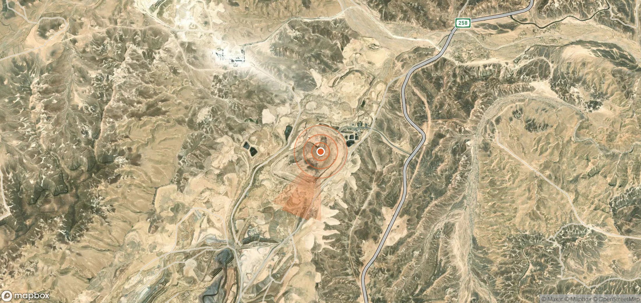 Mapa satelital de plumas de metano en Israel