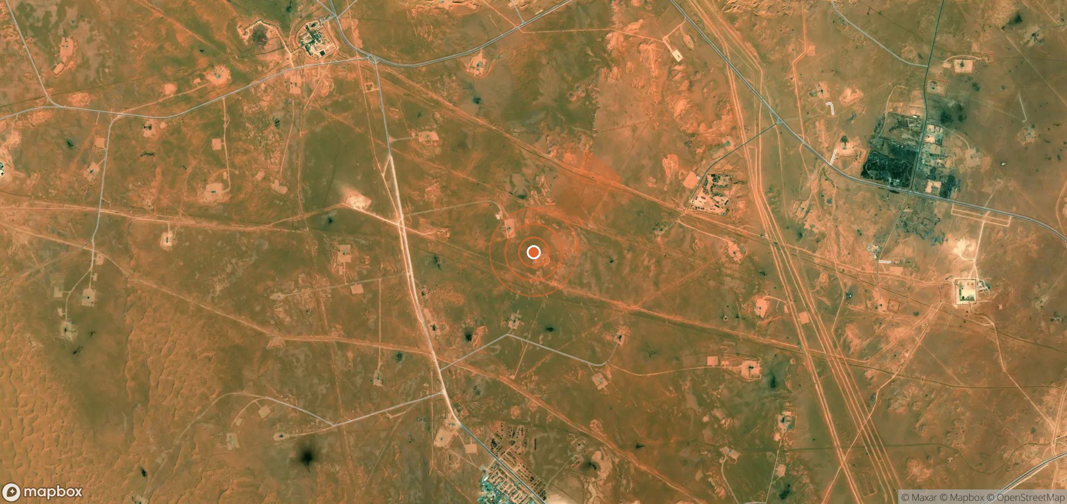 Satellite map of methane plume locations in Algeria