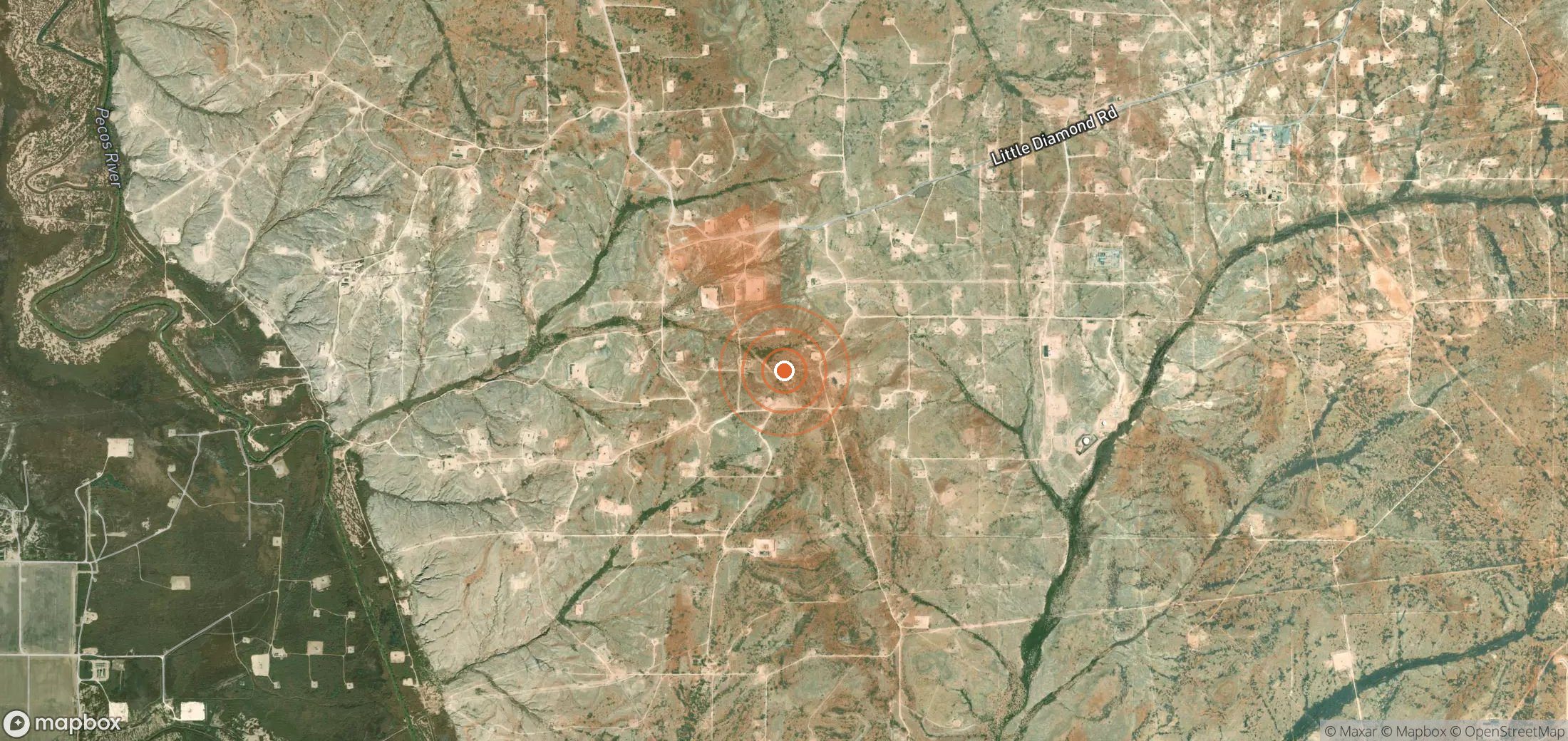 Satellite map of methane plume locations in United States