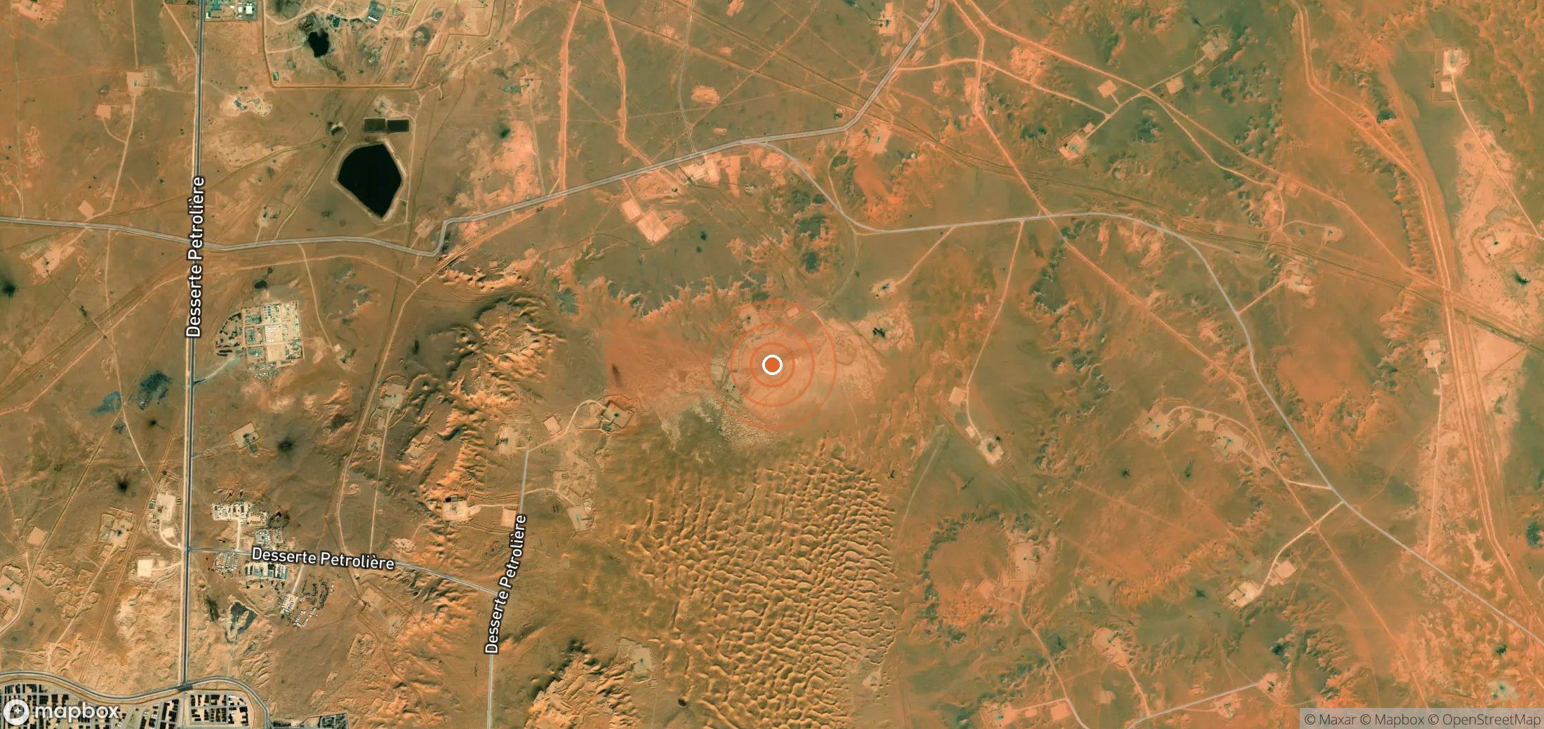 Satellite map of methane plume locations in Algeria