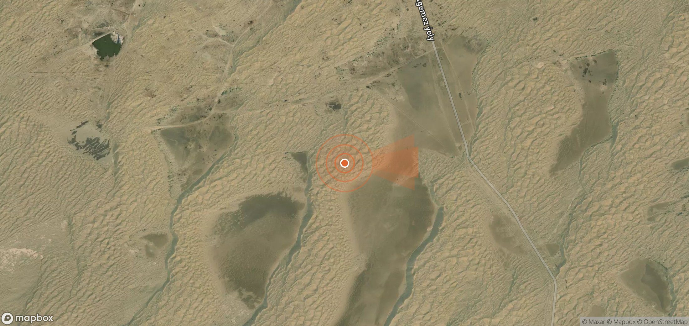 Mapa satelital de plumas de metano en Turkmenistán