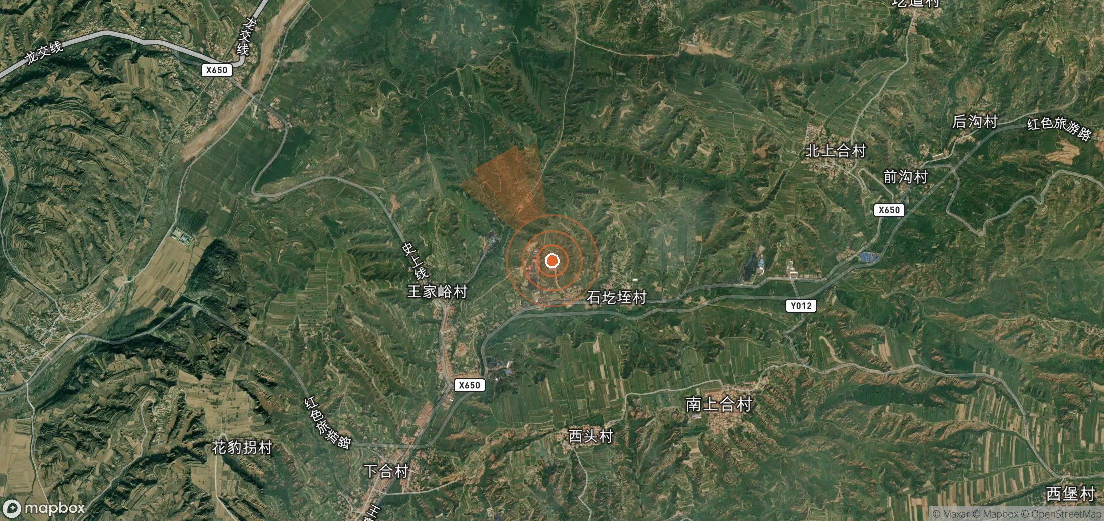 Satellite map of methane plume locations in China