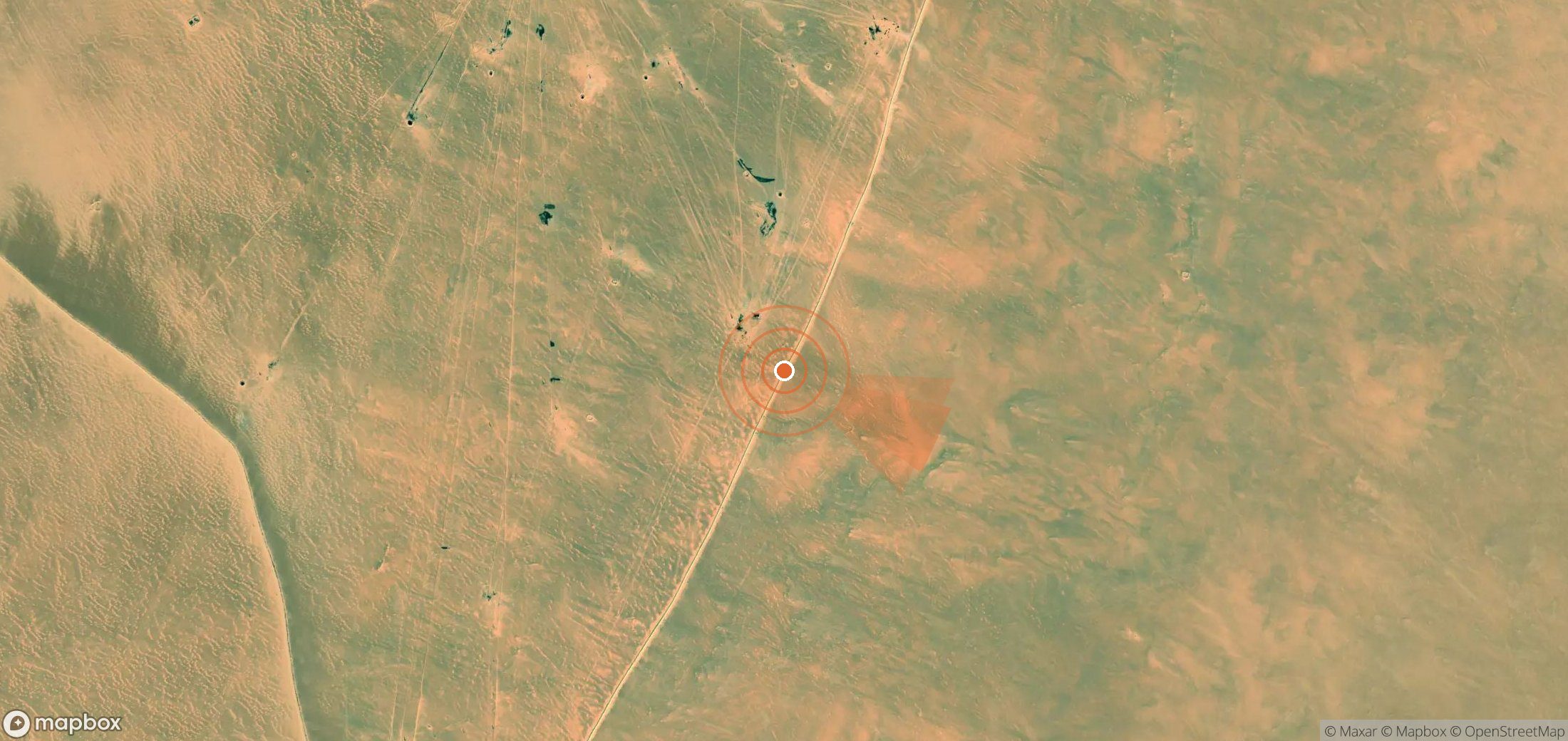 Satellite map of methane plume locations in Libya