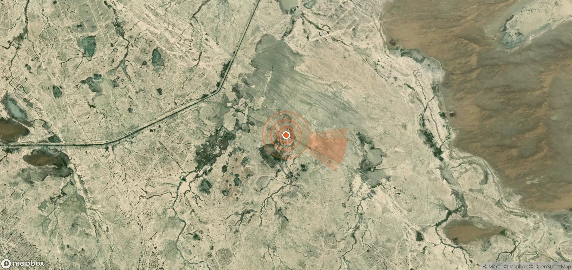 Satellite map of methane plume locations in Turkmenistan