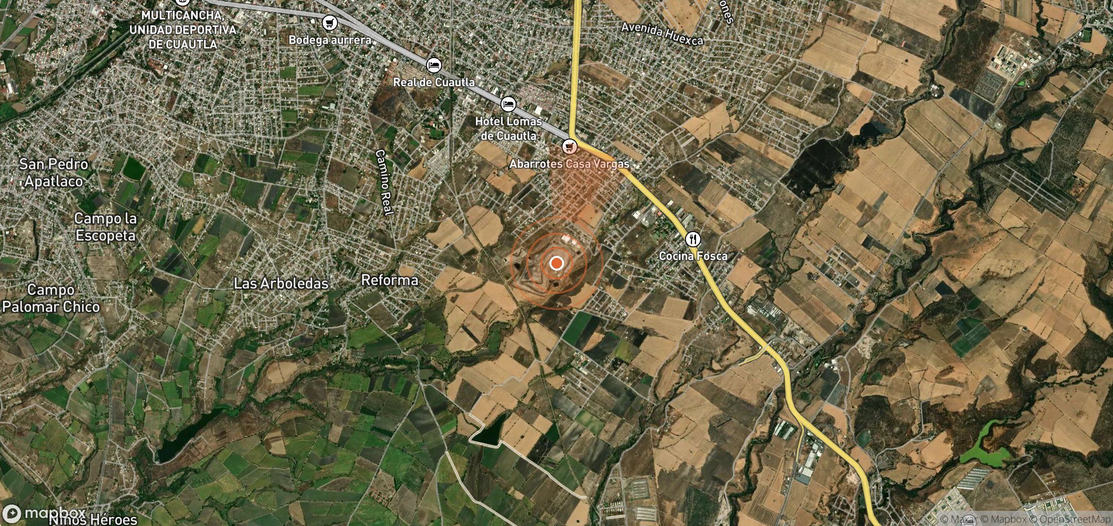 Satellite map of methane plume locations in Mexico