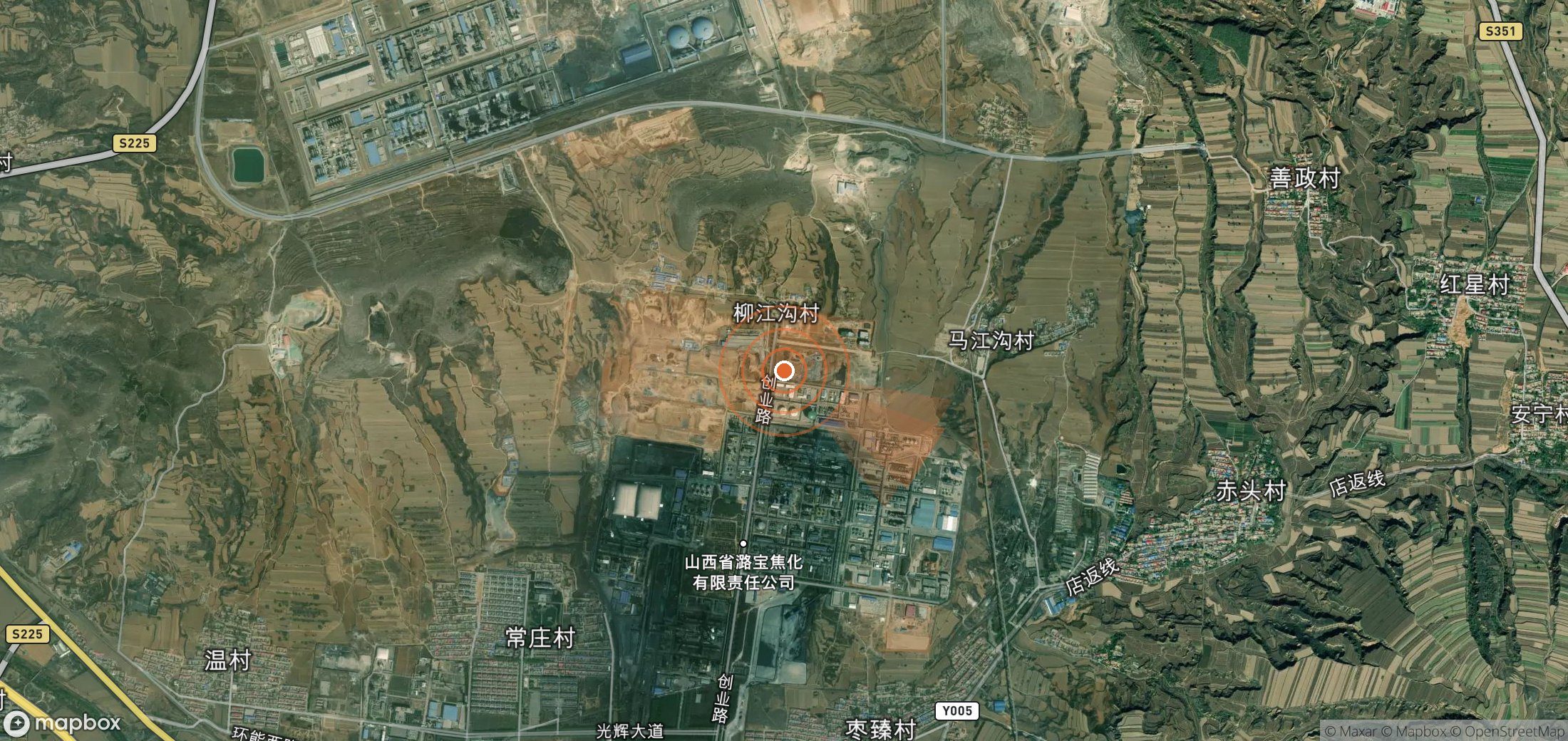 Satellite map of methane plume locations in China