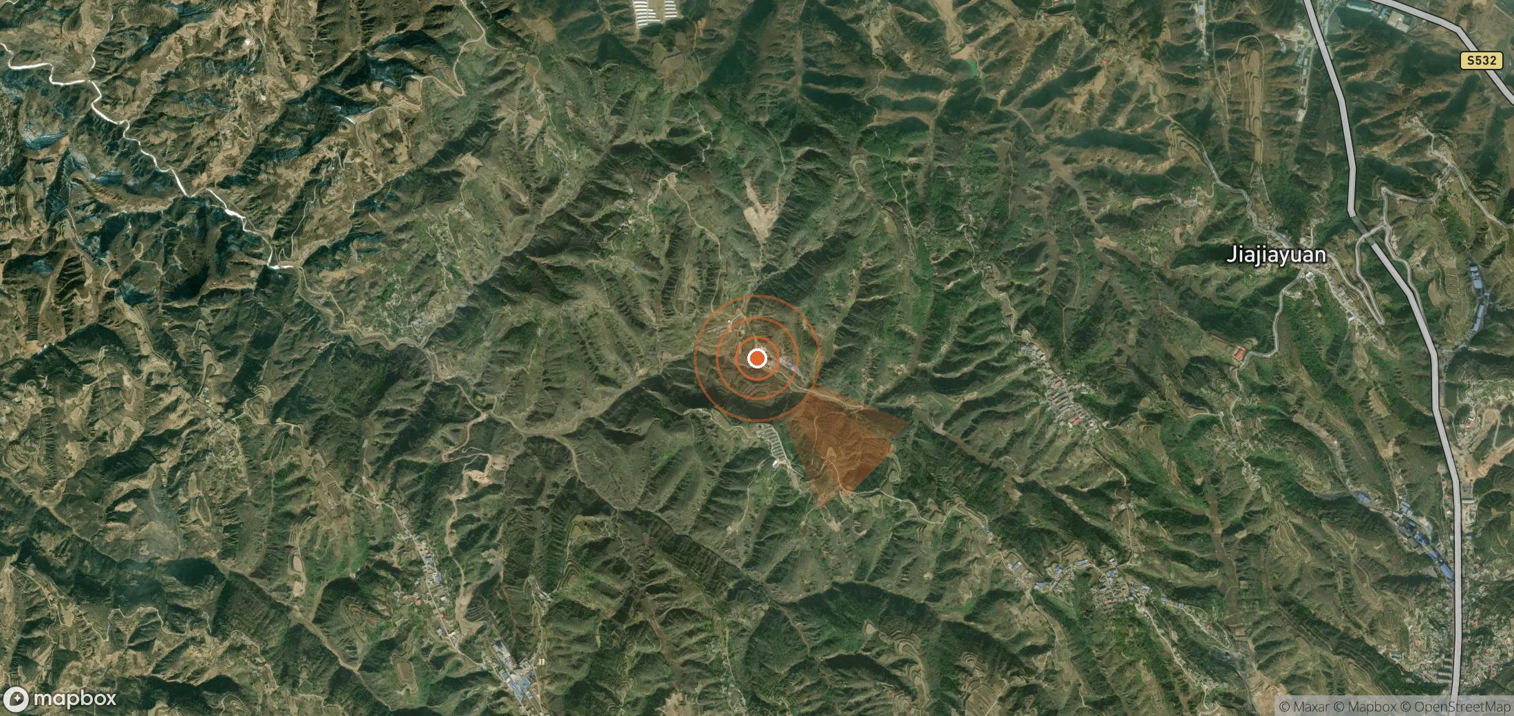 Satellite map of methane plume locations in China