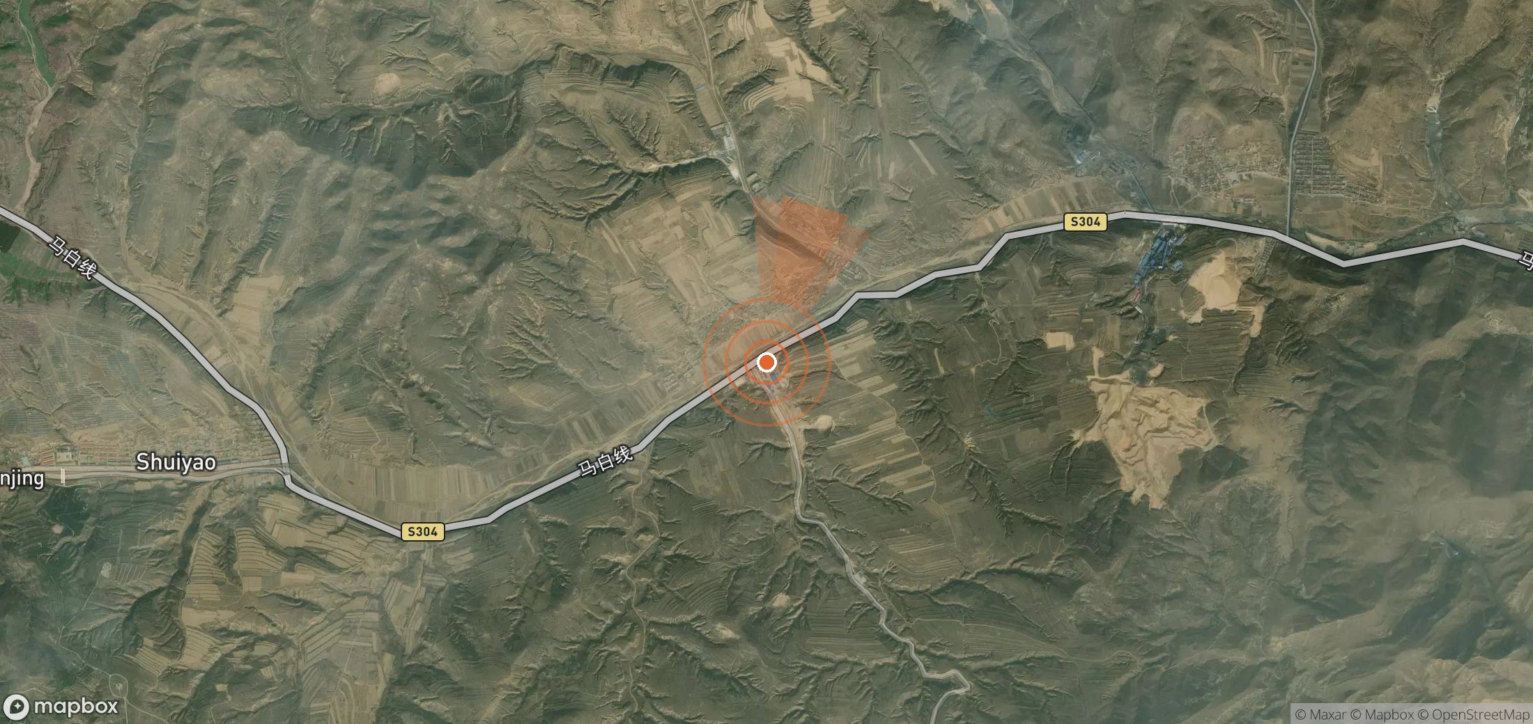 Satellite map of methane plume locations in China