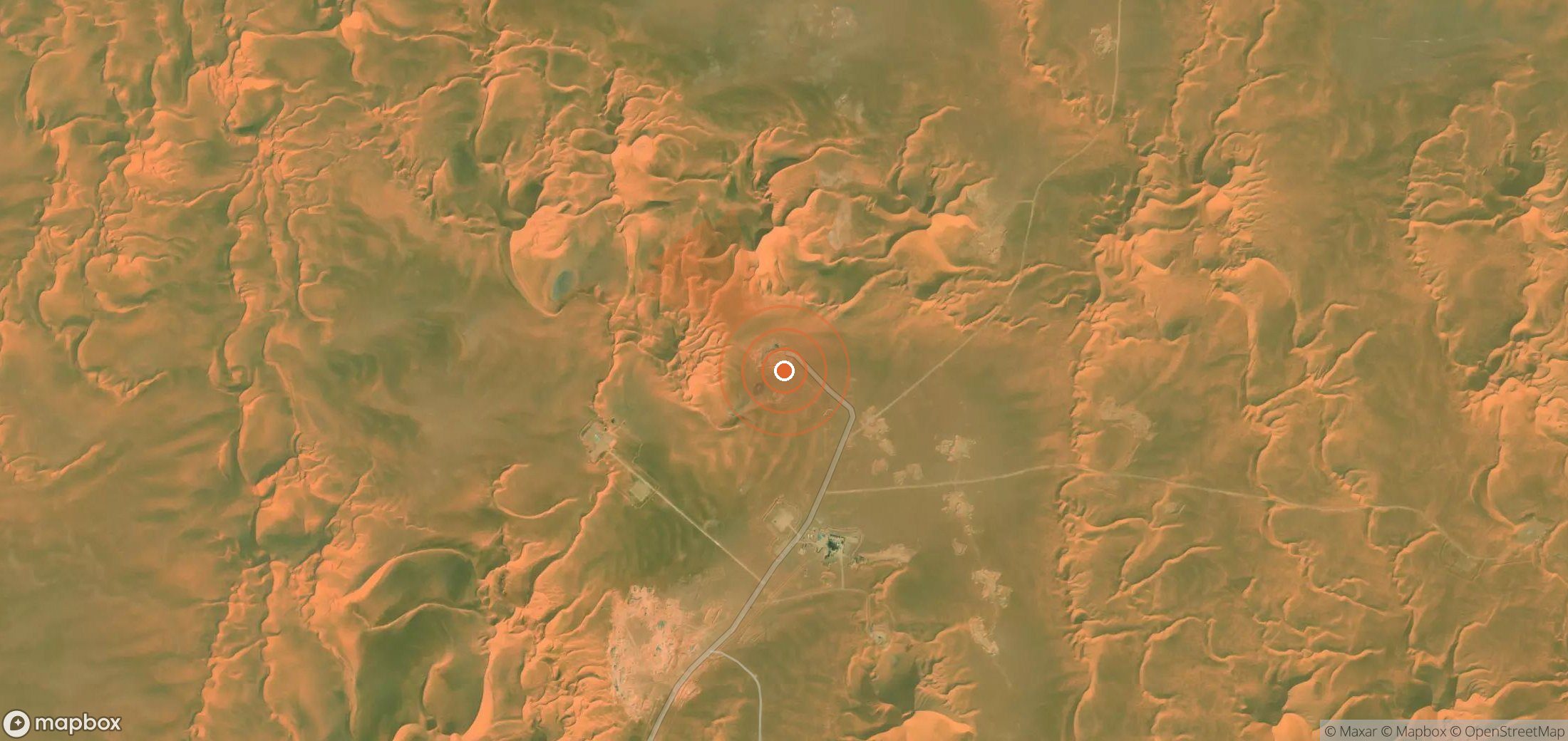 Mapa satelital de plumas de metano en Argelia