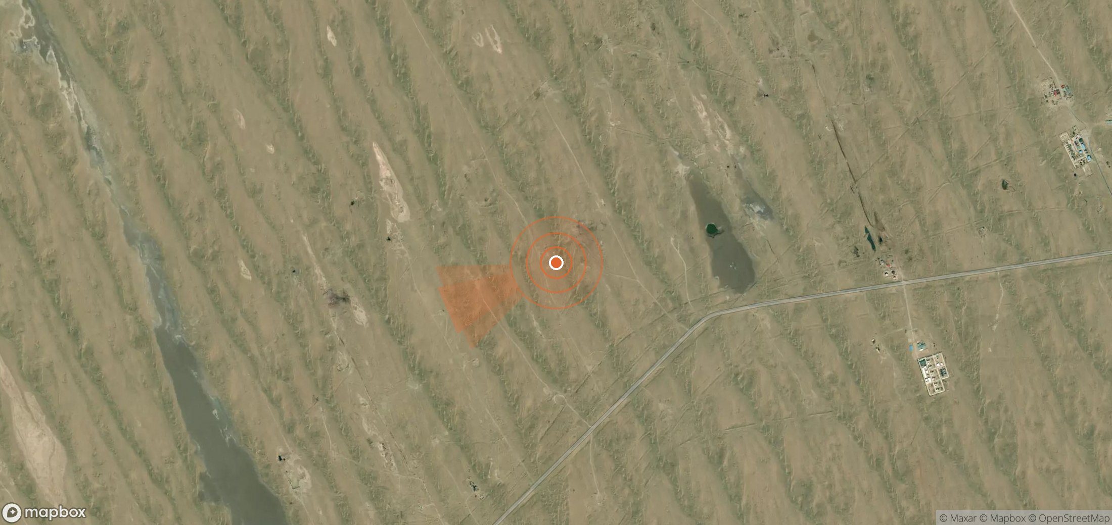 Mapa satelital de plumas de metano en Turkmenistán