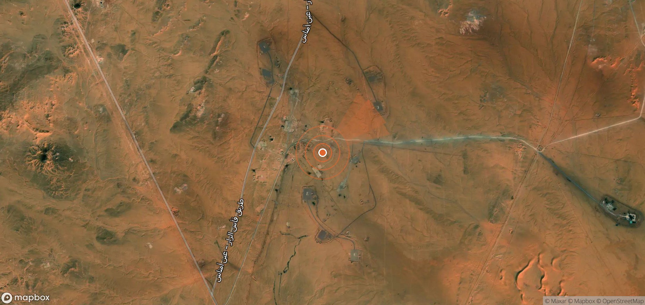 Satellite map of methane plume locations in Algeria