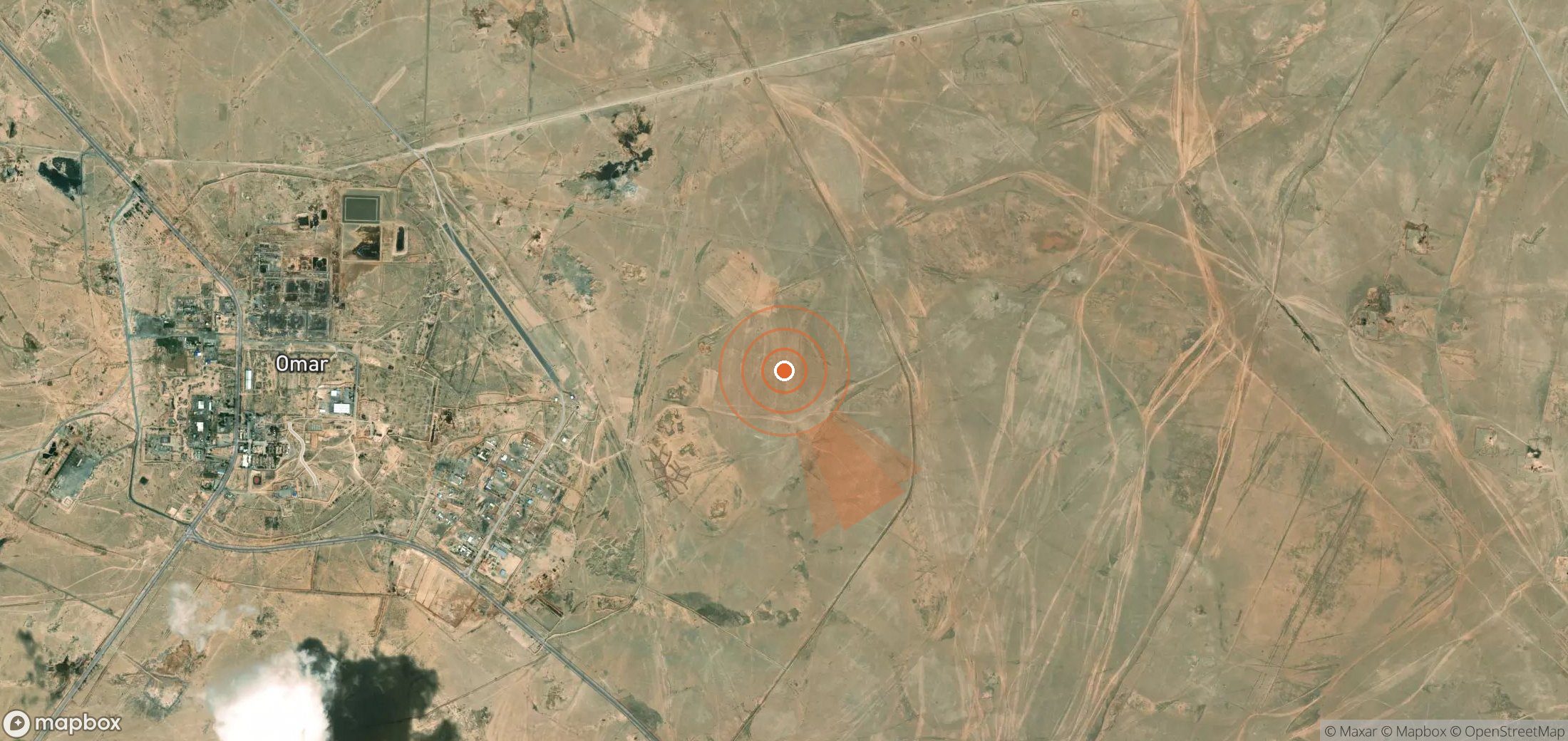 Satellite map of methane plume locations in Syria