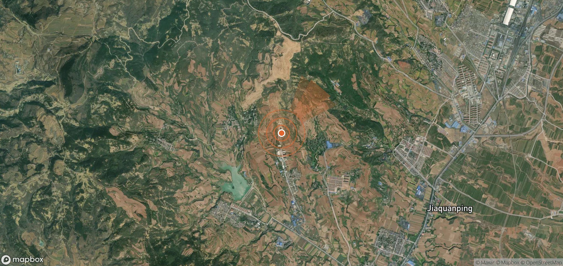 Mapa satelital de plumas de metano en China