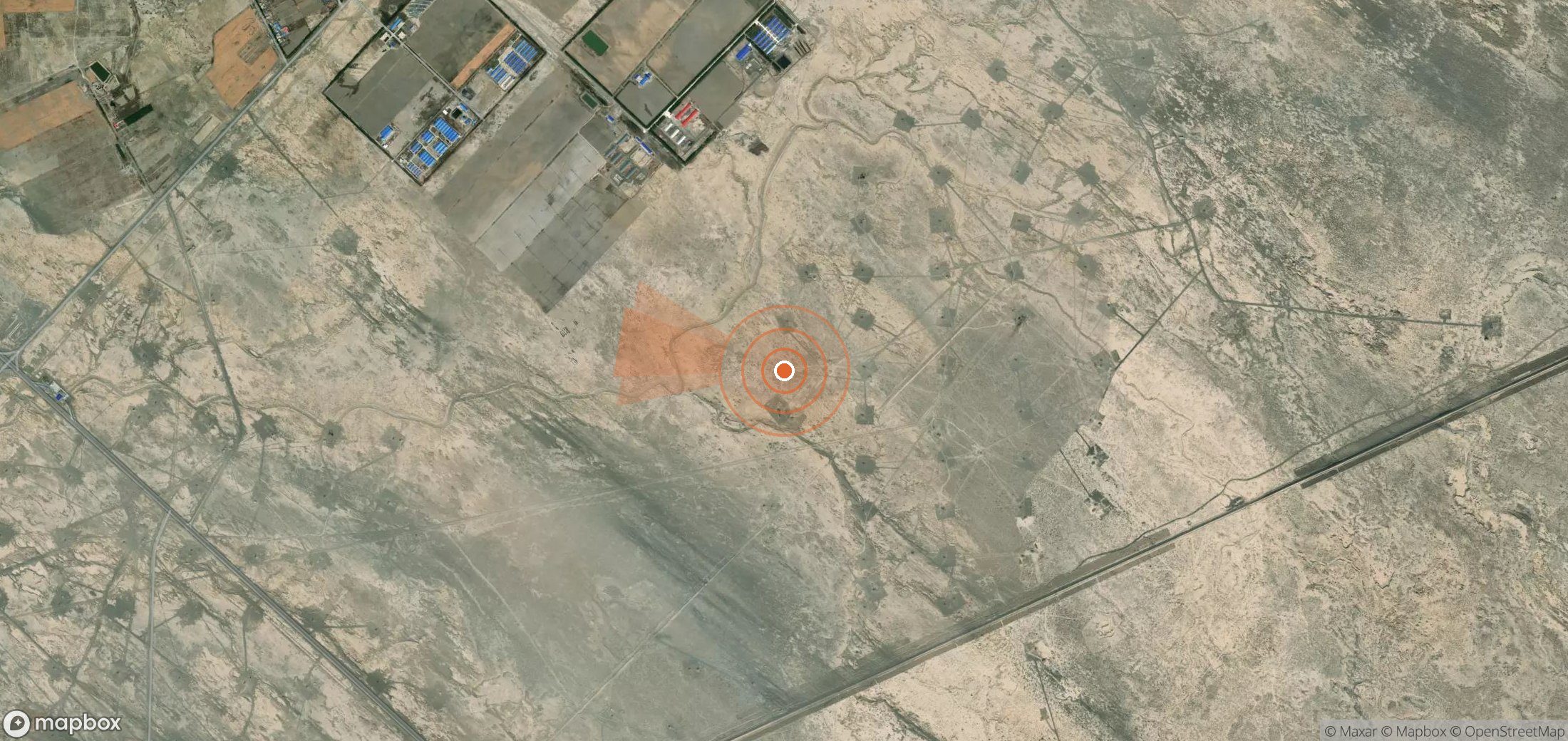 Satellite map of methane plume locations in China