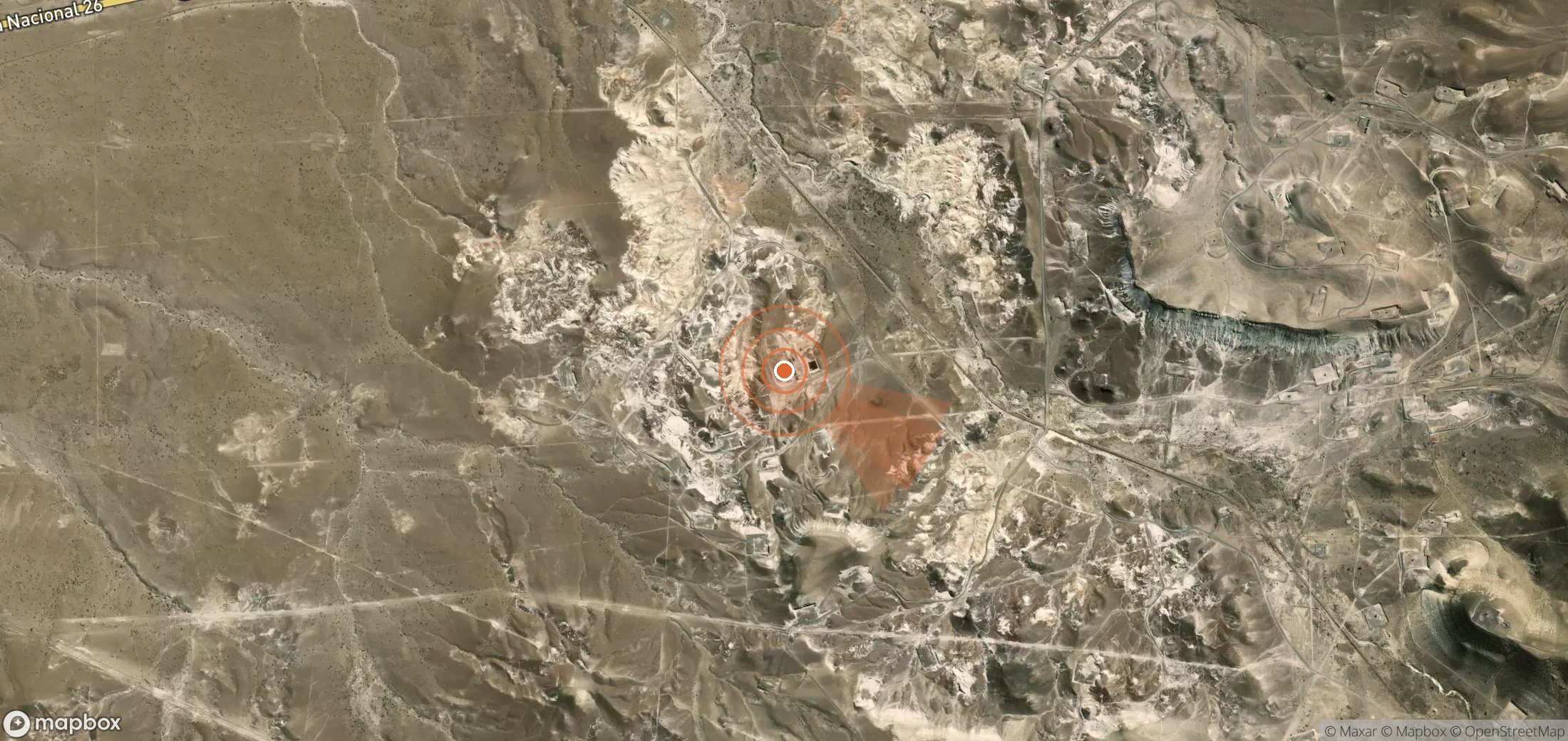 Satellite map of methane plume locations in Argentina