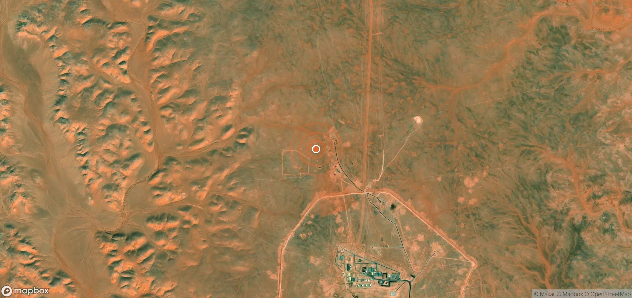 Satellite map of methane plume locations in Algeria