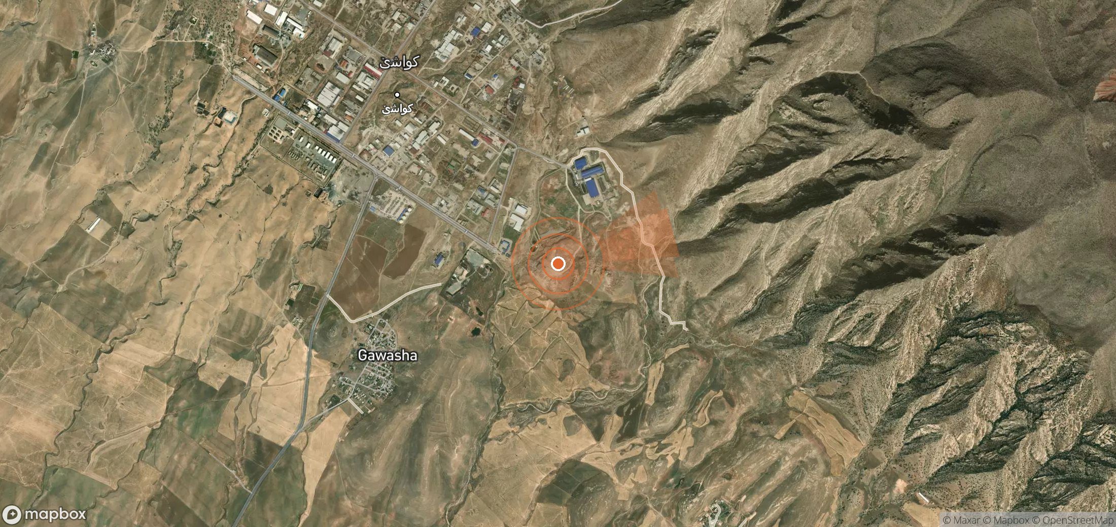 Mapa satelital de plumas de metano en Irak