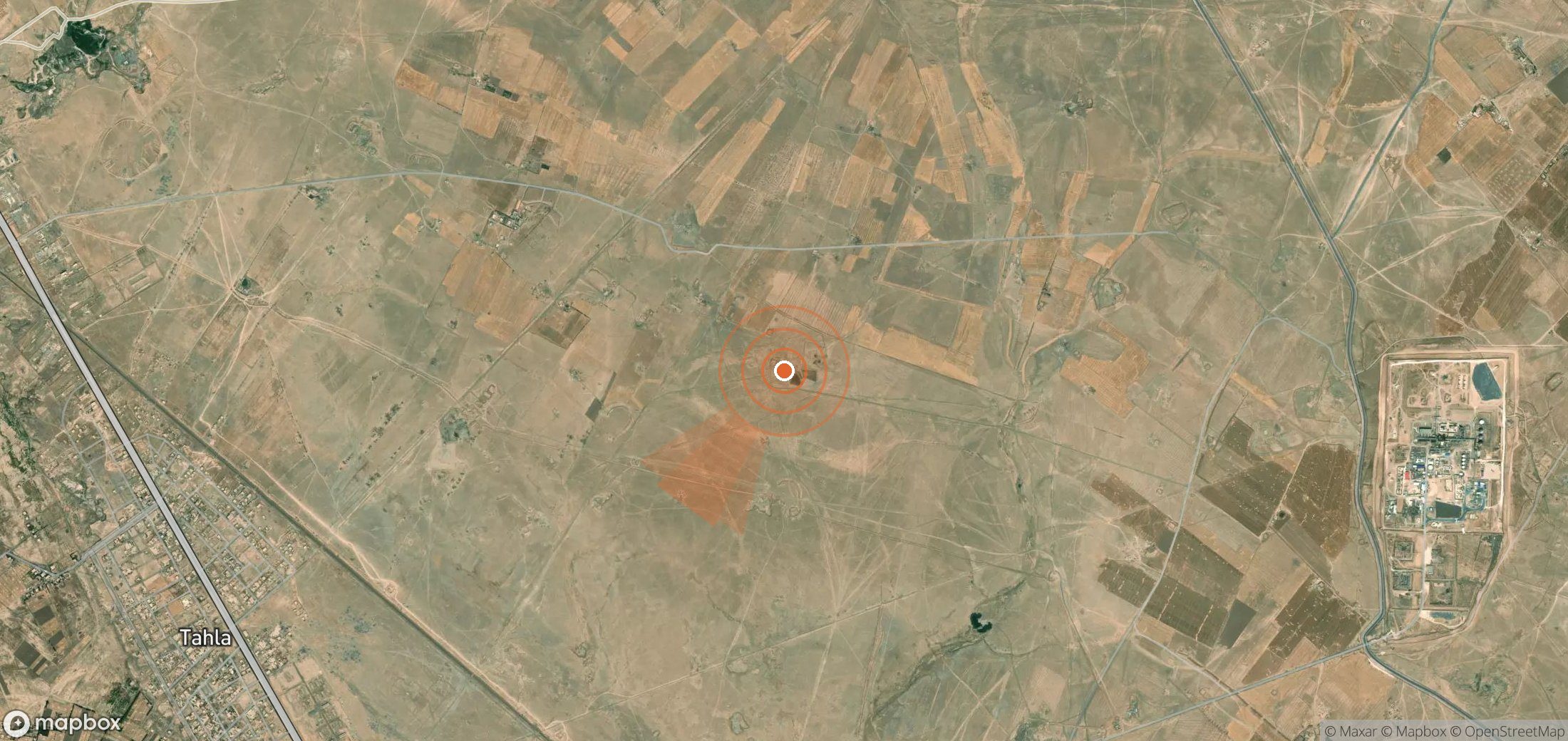 Satellite map of methane plume locations in Syria