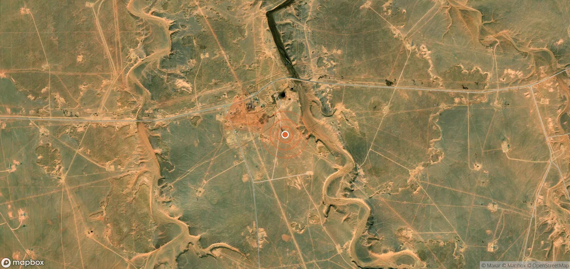 Mapa satelital de plumas de metano en Argelia