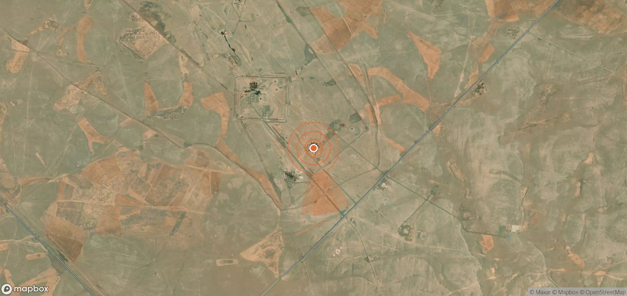 Satellite map of methane plume locations in Syria