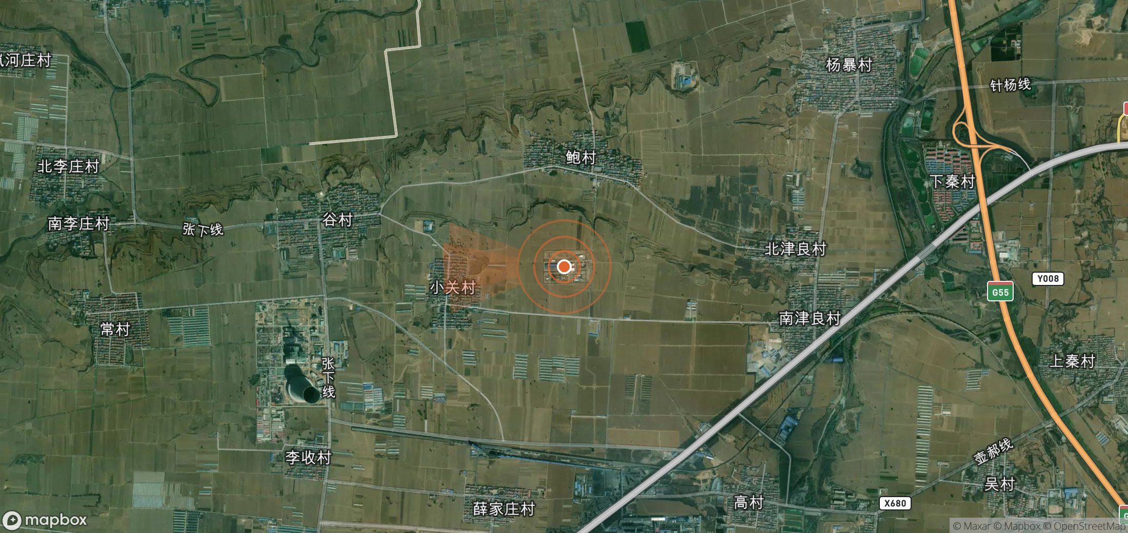 Satellite map of methane plume locations in China