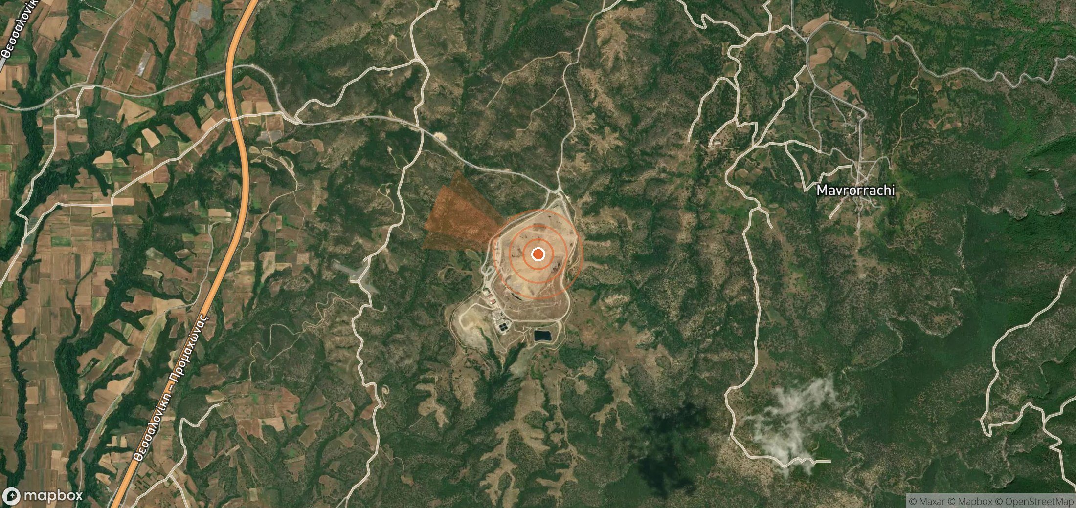 Satellite map of methane plume locations in Greece