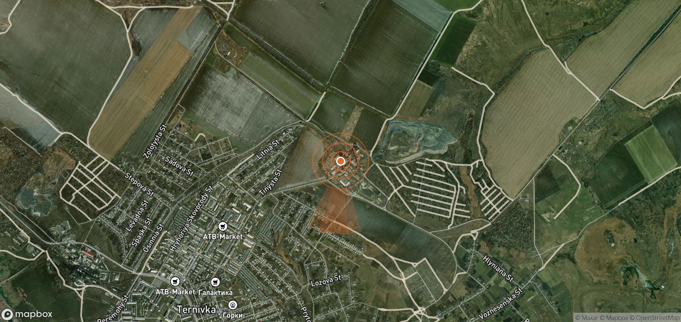 Mapa satelital de plumas de metano en Ucrania