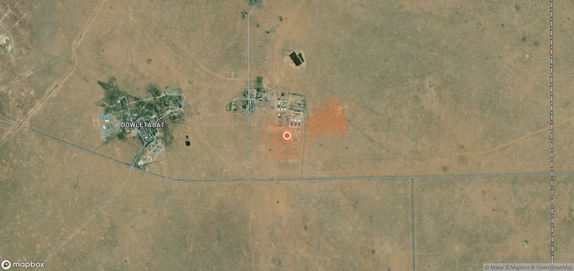 Mapa satelital de plumas de metano en Turkmenistán