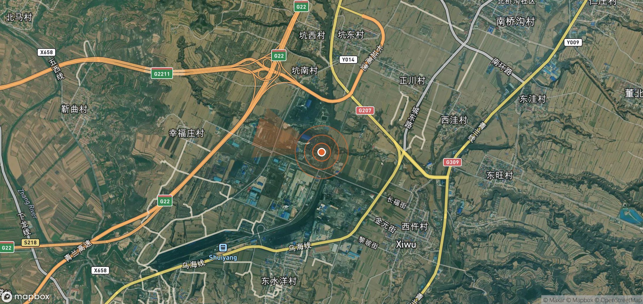 Mapa satelital de plumas de metano en China
