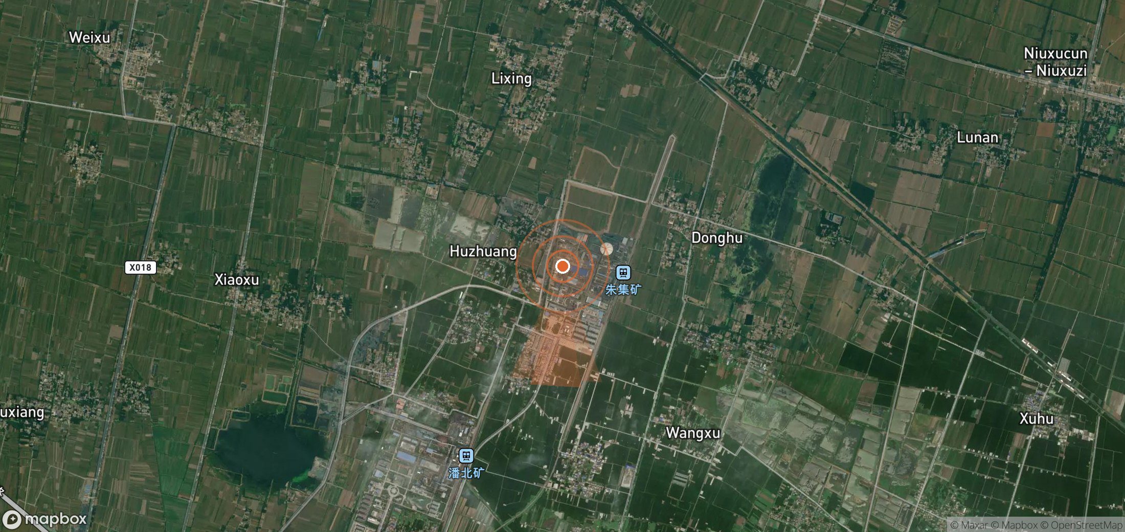 Satellite map of methane plume locations in China