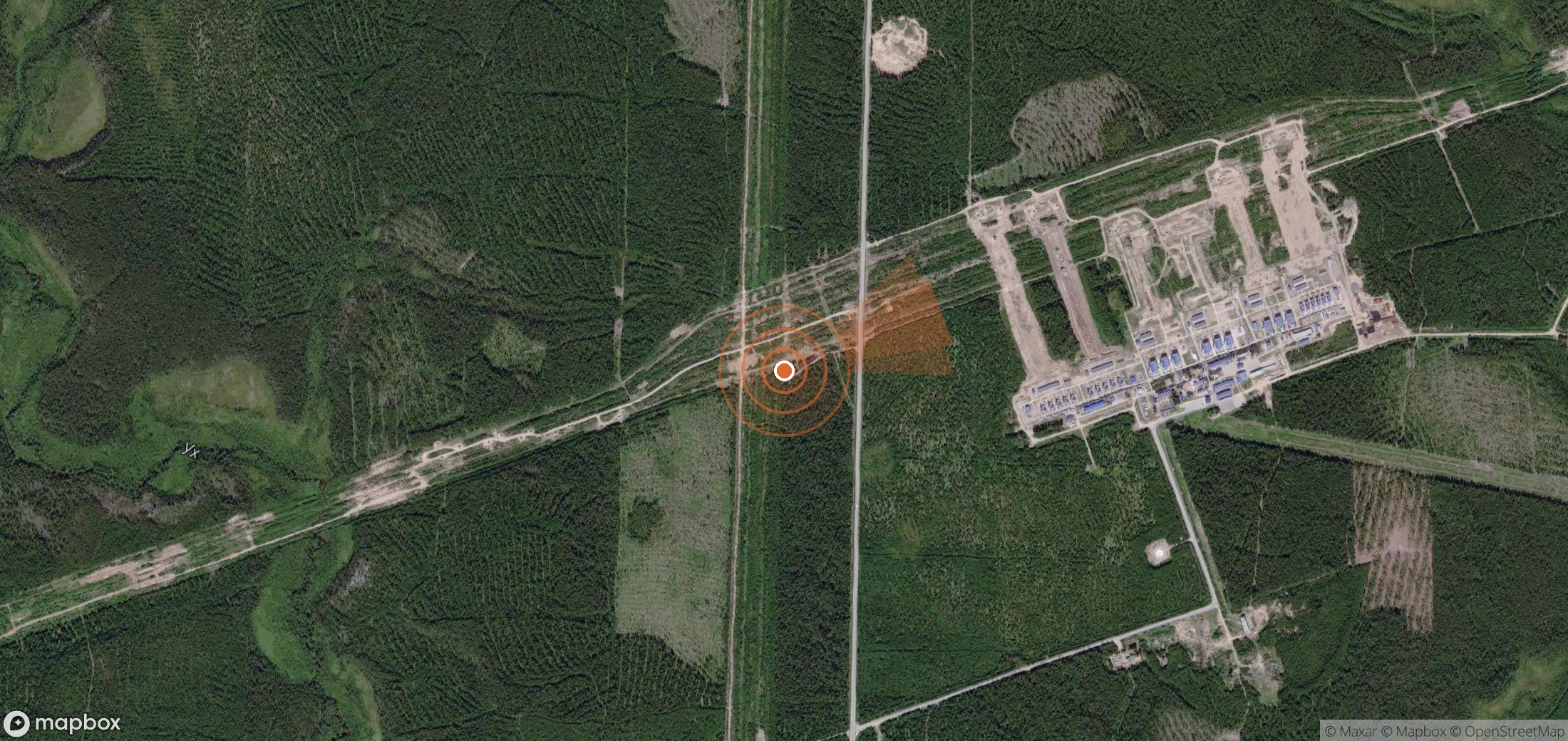 Mapa satelital de plumas de metano en Rusia