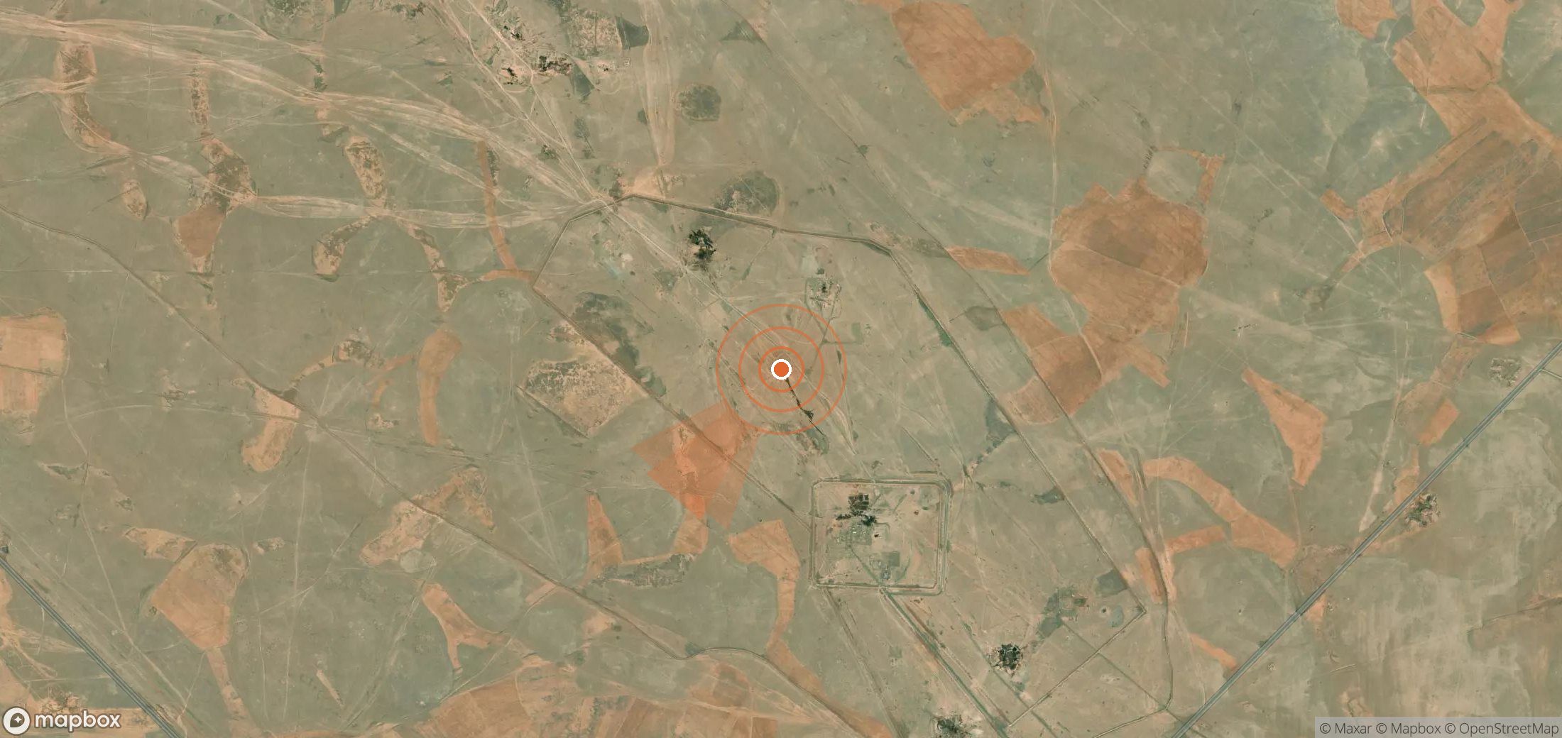 Satellite map of methane plume locations in Syria