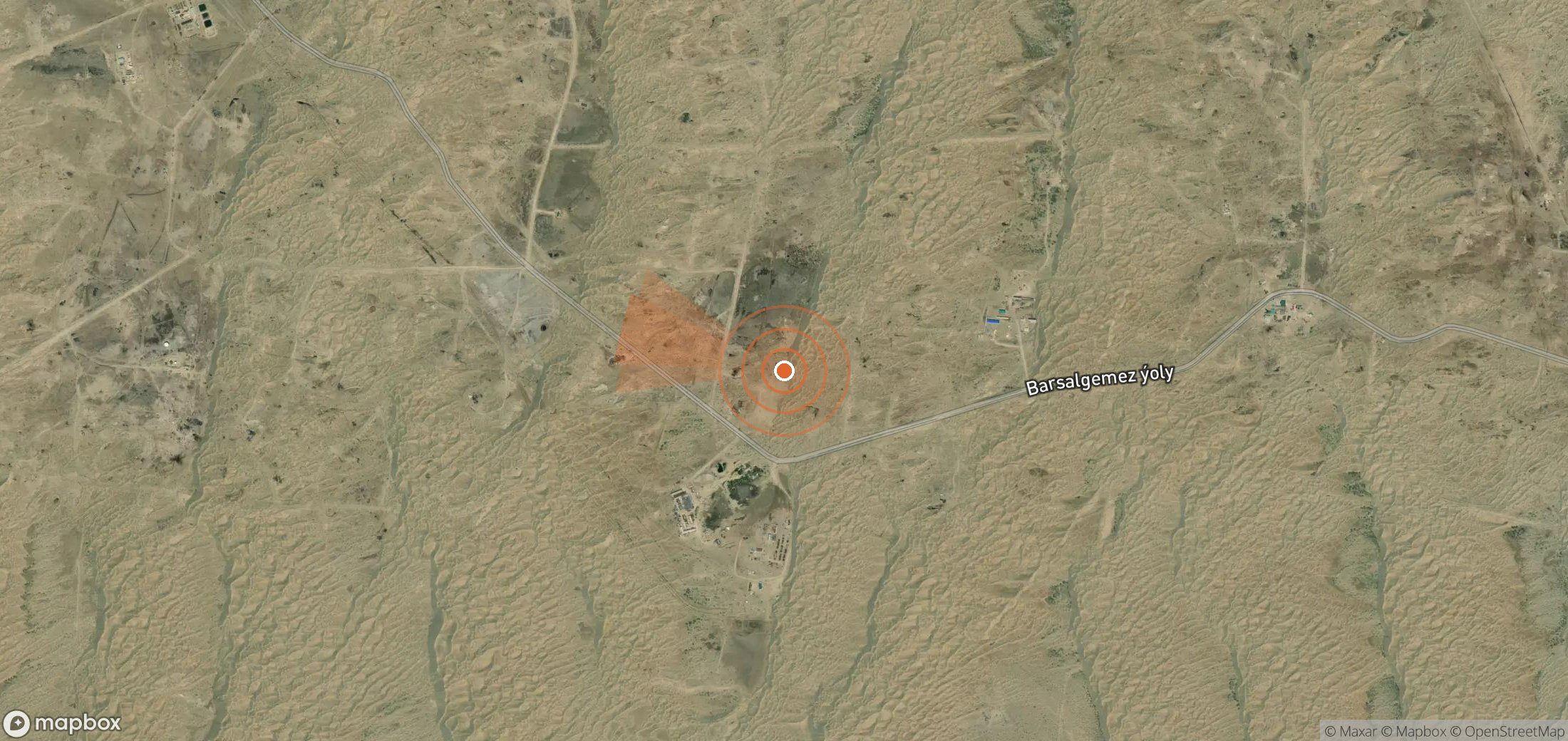 Mapa satelital de plumas de metano en Turkmenistán