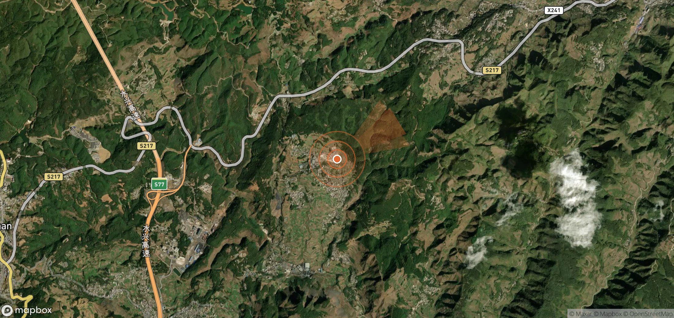 Satellite map of methane plume locations in China