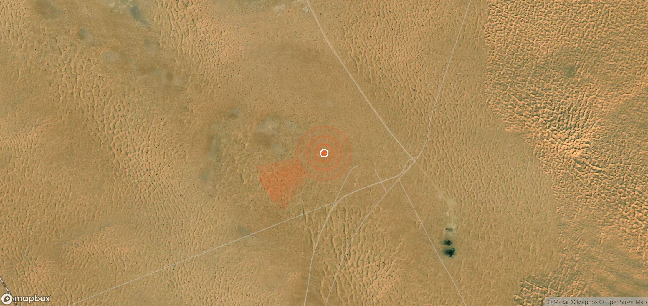 Mapa satelital de plumas de metano en Argelia