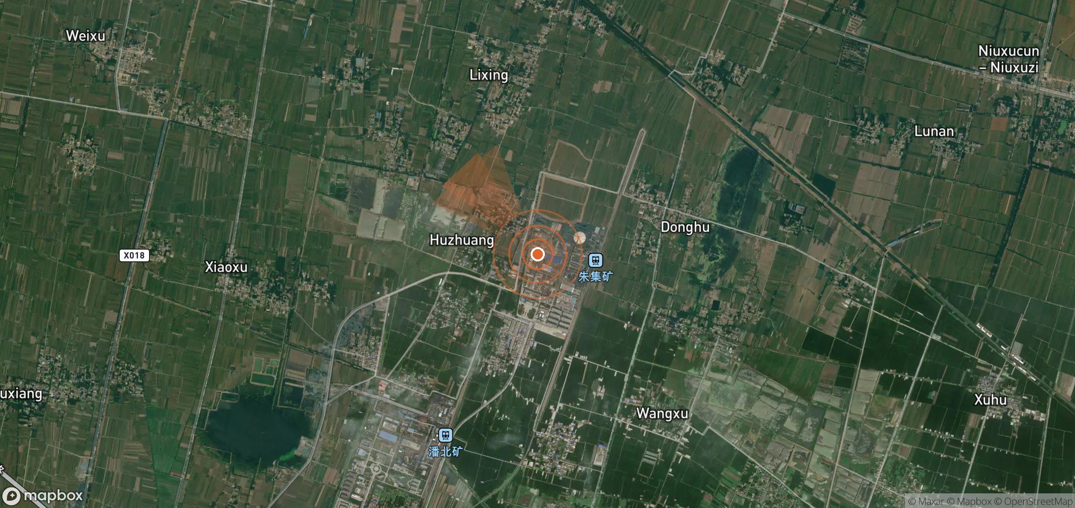 Mapa satelital de plumas de metano en China