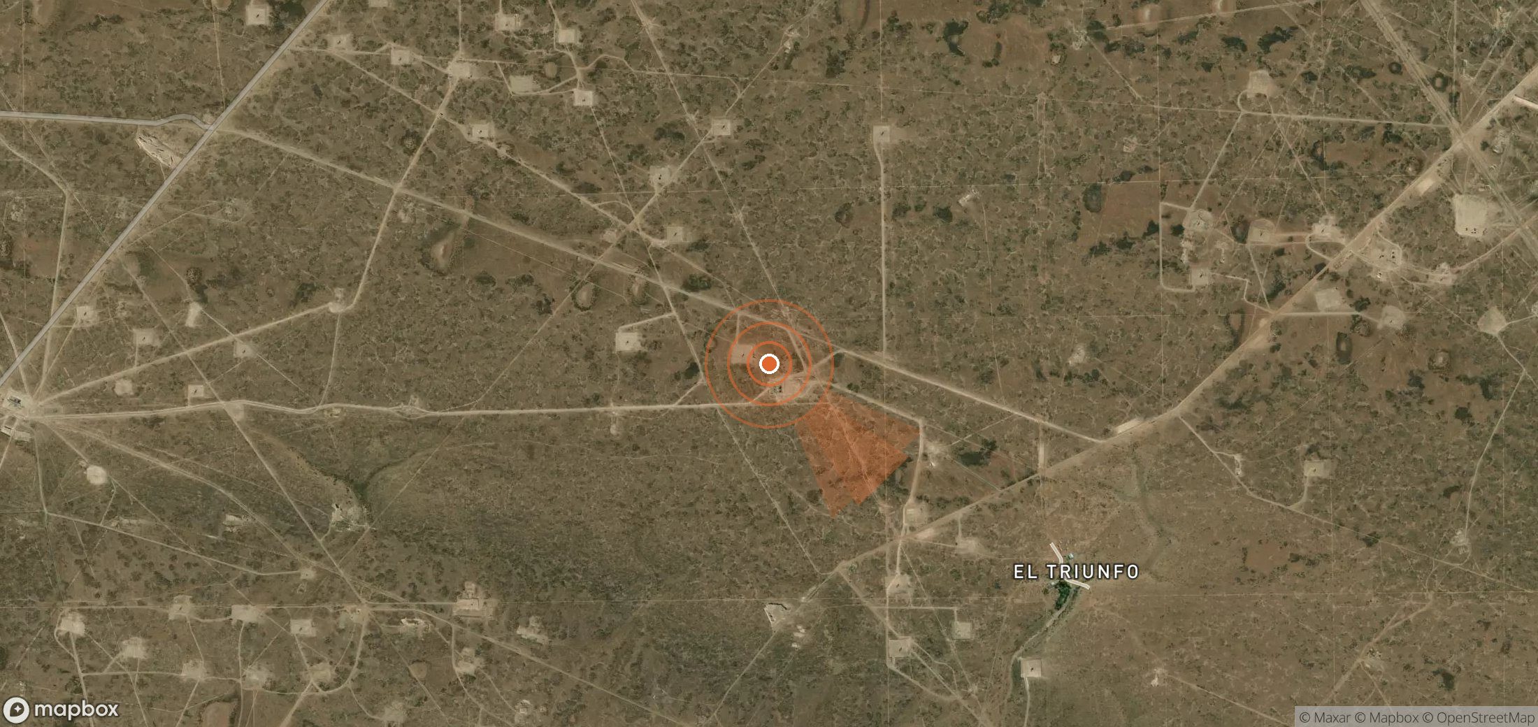 Satellite map of methane plume locations in Argentina