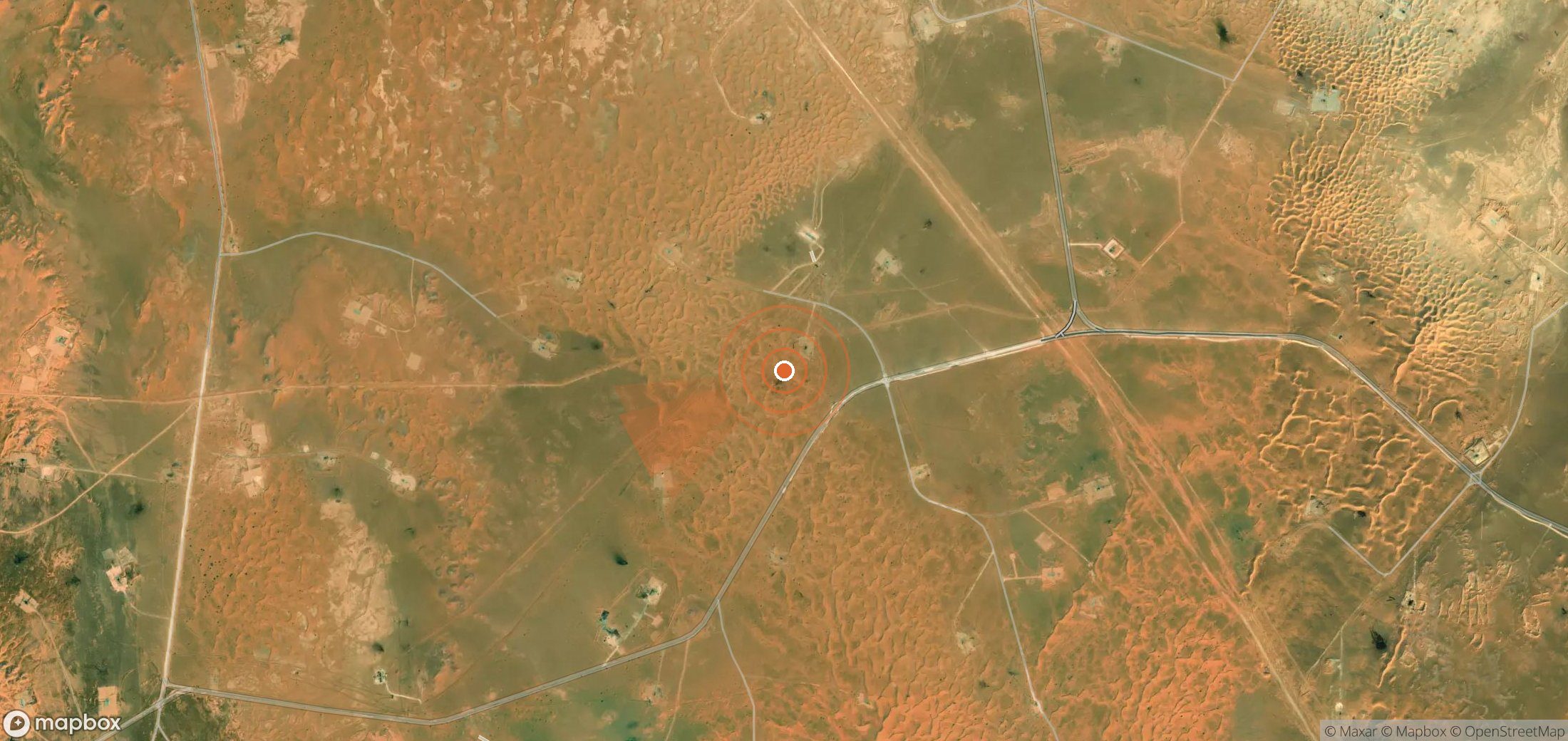 Mapa satelital de plumas de metano en Argelia