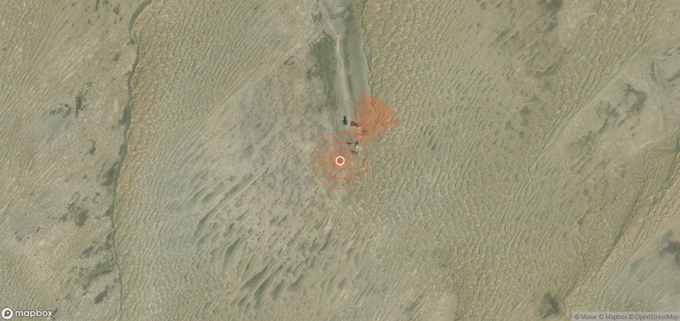 Satellite map of methane plume locations in Turkmenistan