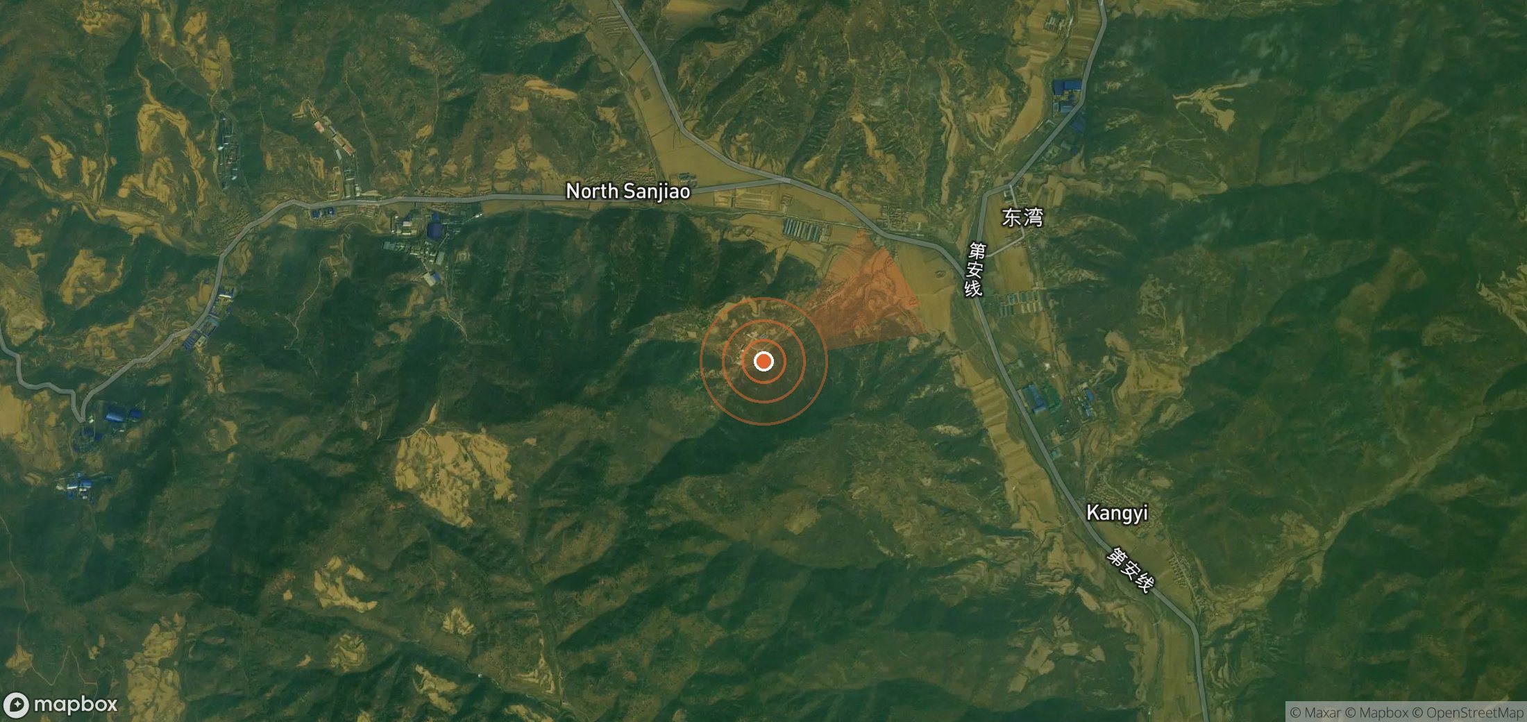 Mapa satelital de plumas de metano en China