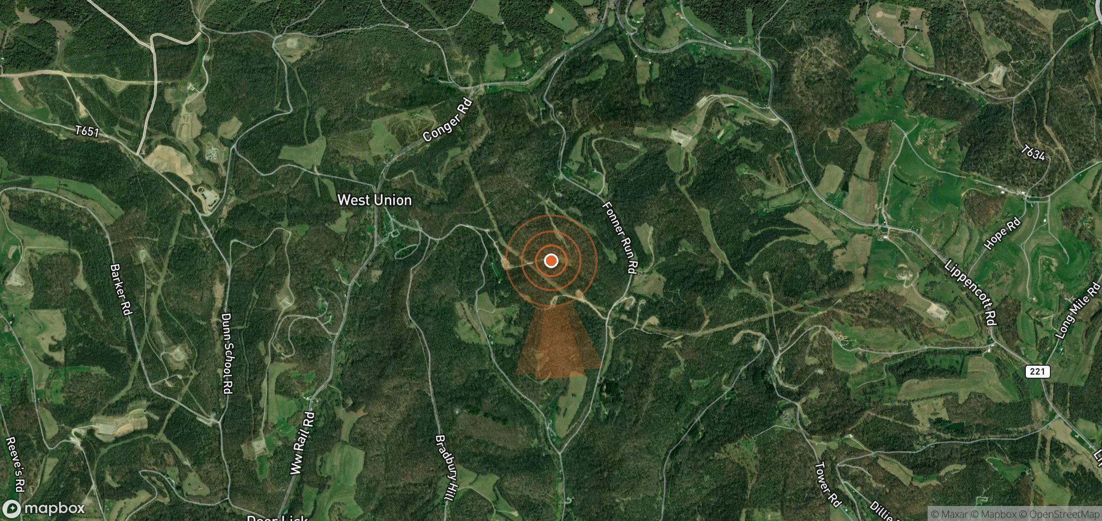 Satellite map of methane plume locations in United States