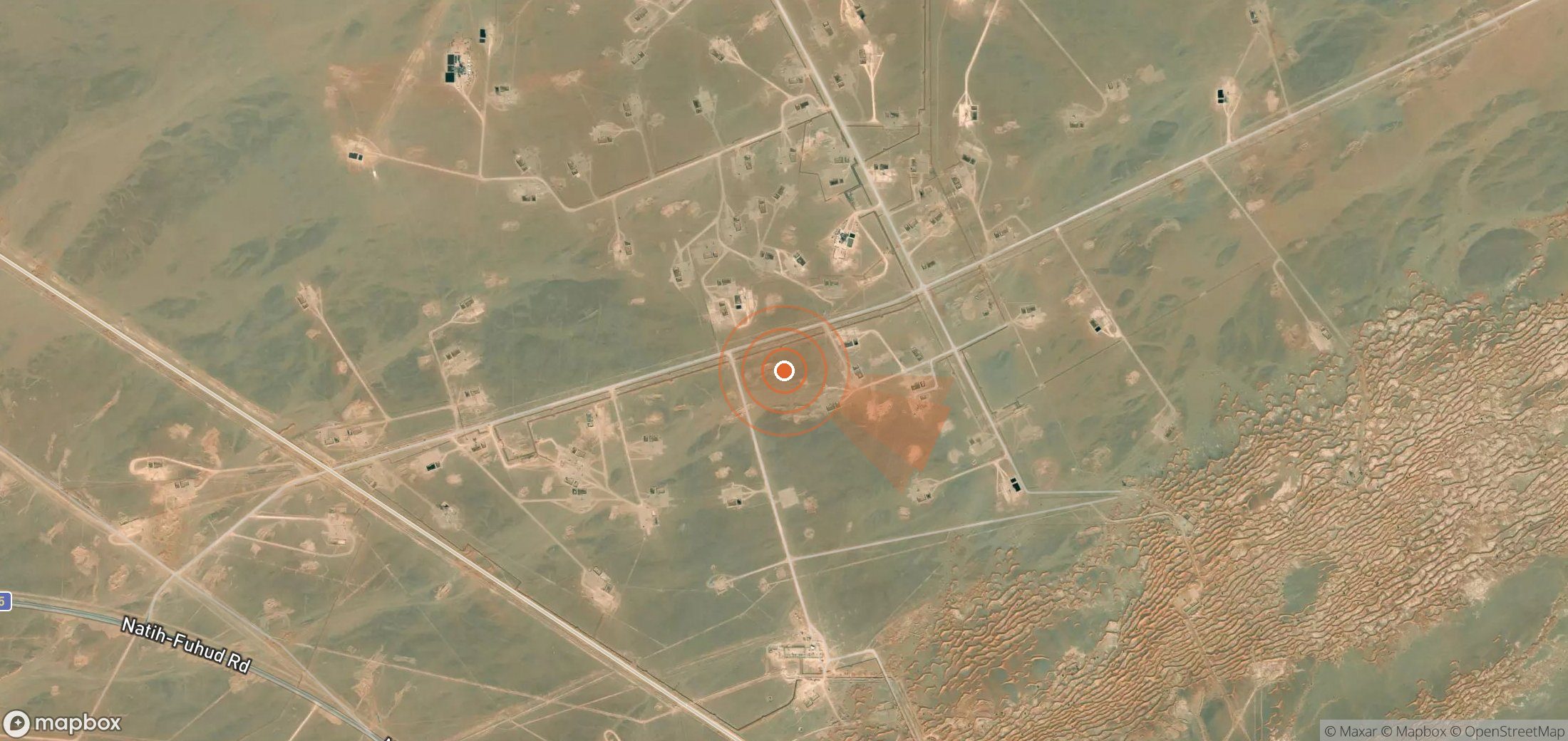 Satellite map of methane plume locations in Oman