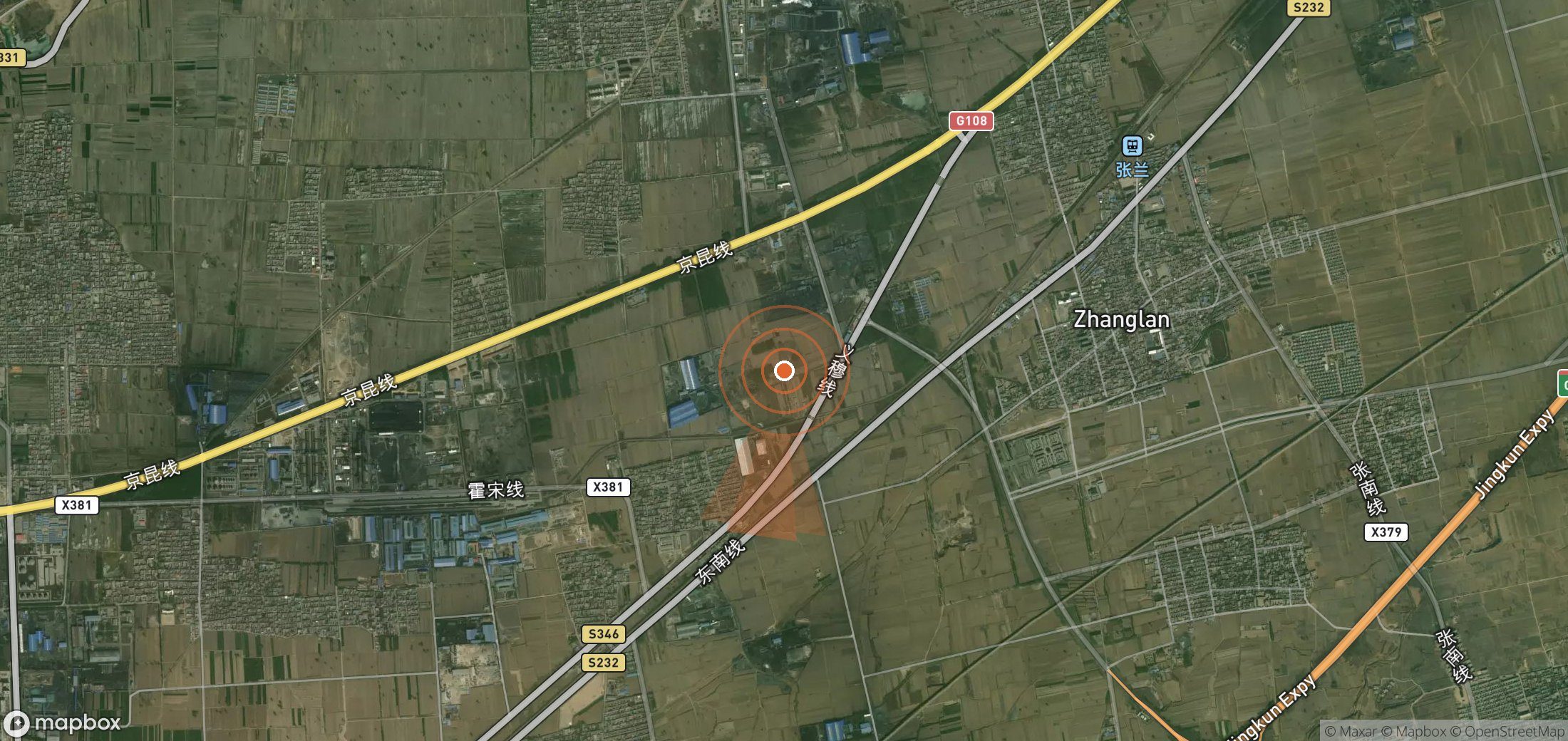 Mapa satelital de plumas de metano en China