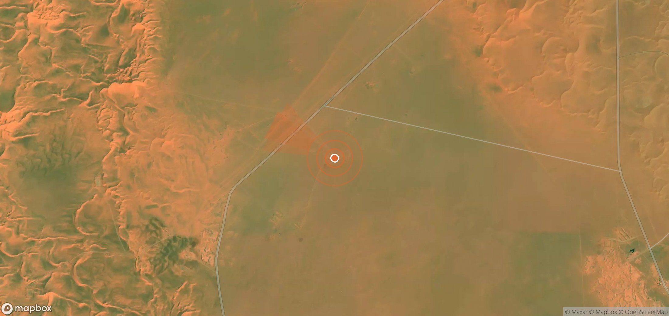 Satellite map of methane plume locations in Algeria