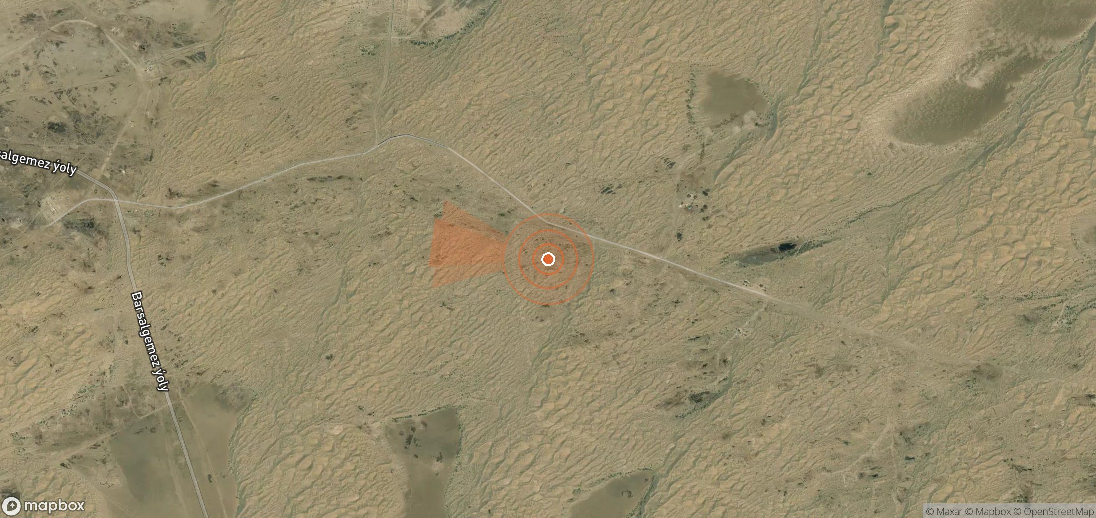 Satellite map of methane plume locations in Turkmenistan