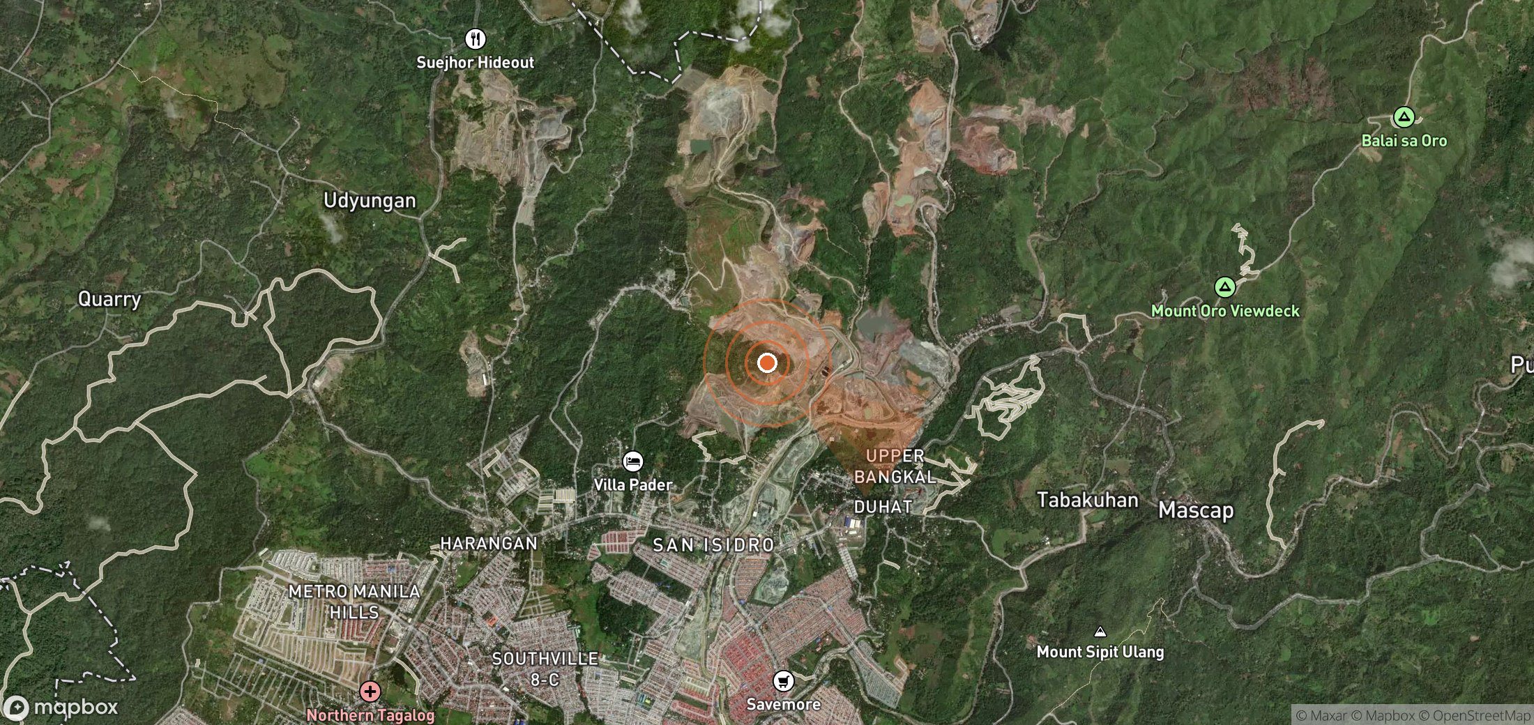Mapa satelital de plumas de metano en Filipinas